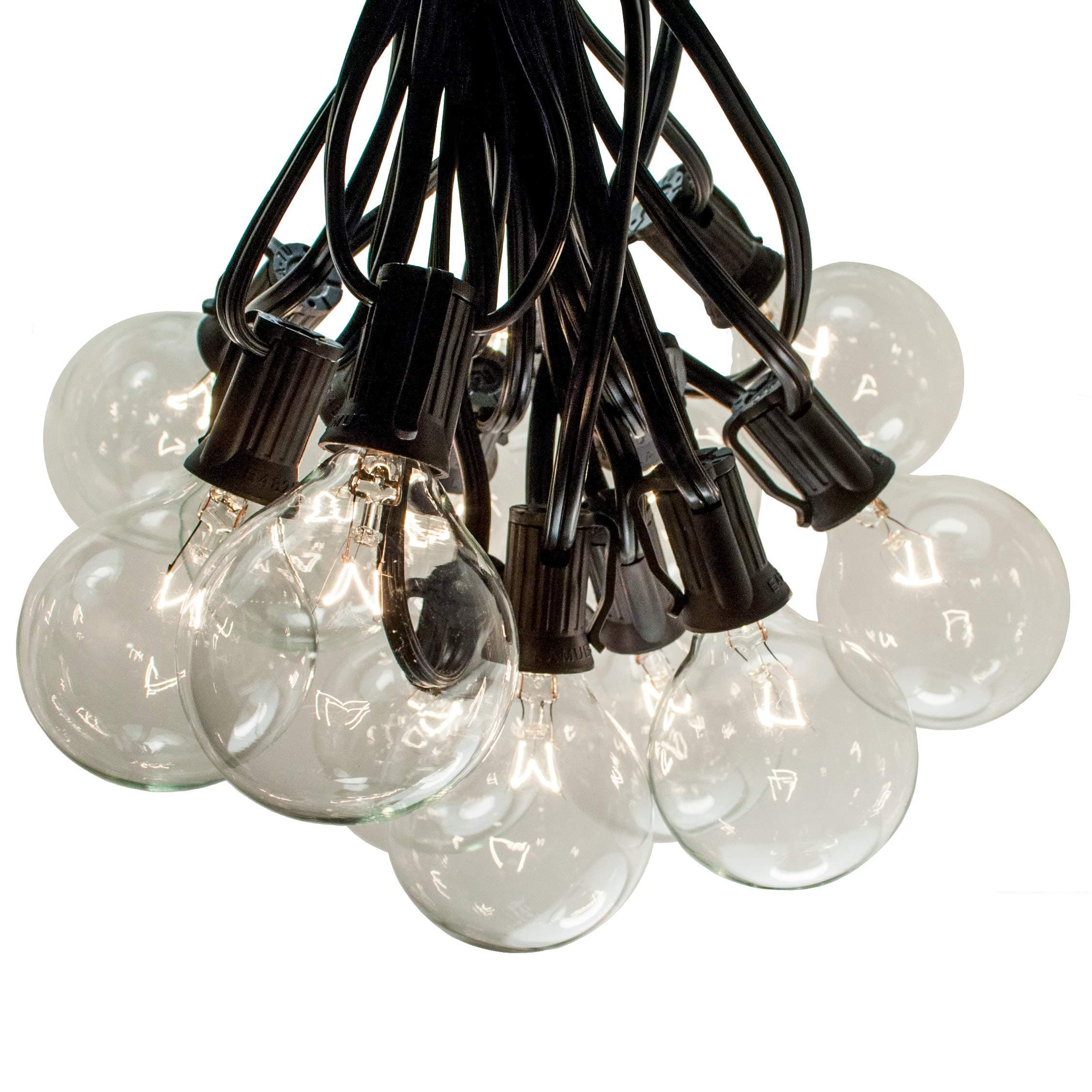 Hometown Evolution, Inc.Outdoor Globe String Lights (25’, G50 Clear - Black Wire - 2" 7-Watt Light Bulbs +1 Free Spare)