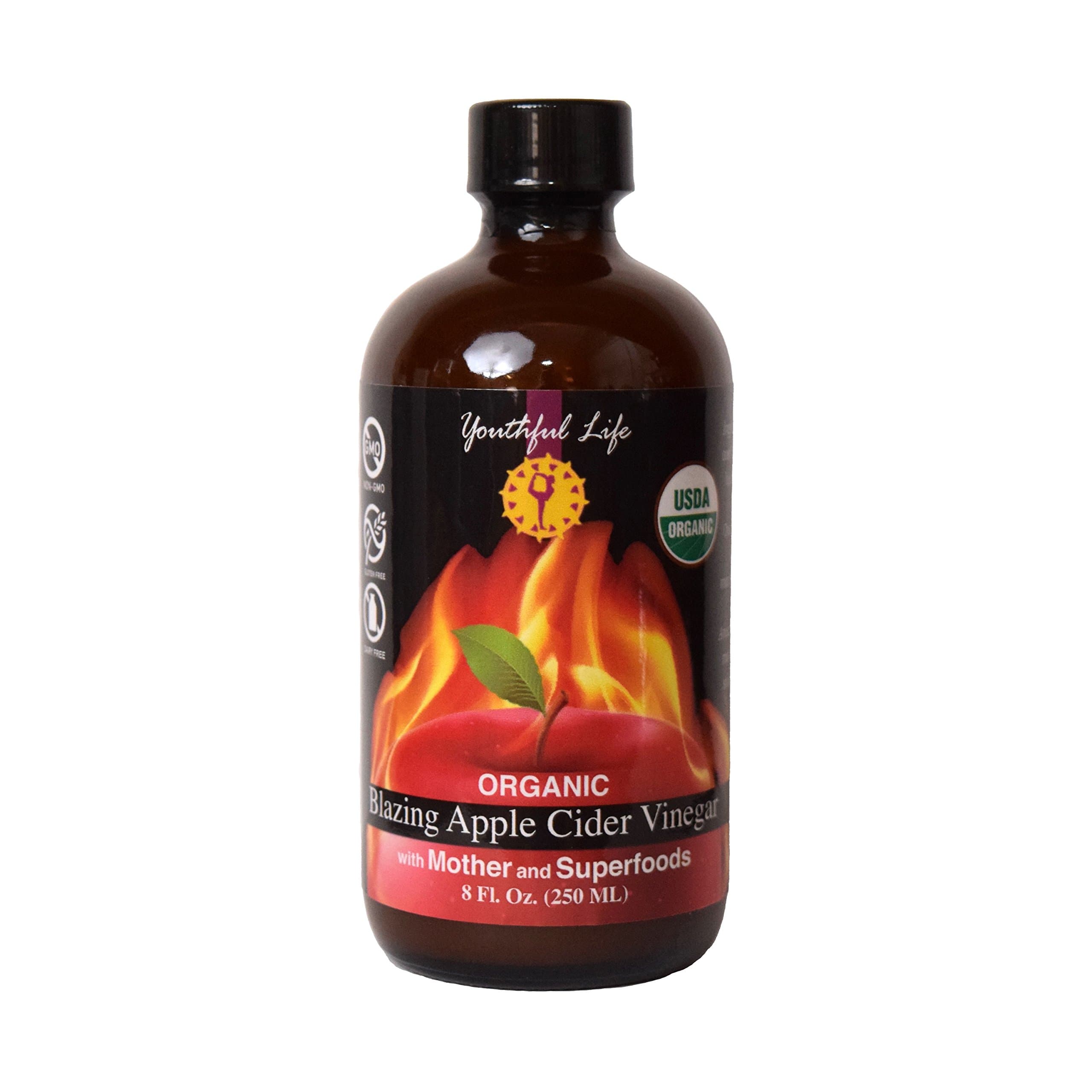 Blazing Apple Cider Vinegar, Fire Cider Tonic, ACV, with Mother and Superfoods, Organic, Raw, Unfiltered, Unpasteurized, Probiotic, Ideal Detox Cleanse, Tasty Seasoning Meats, Marinades 16 Shots - 8oz