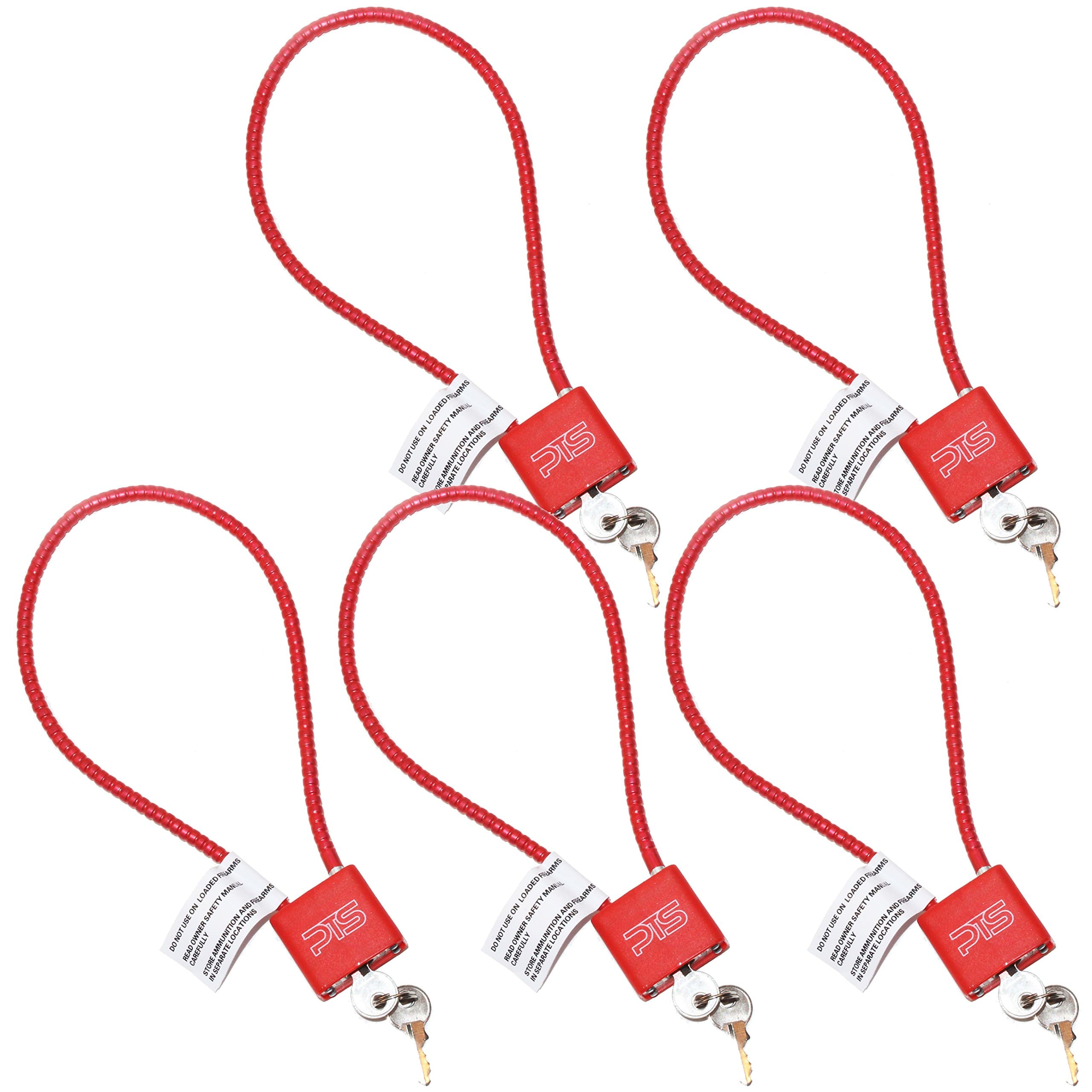 Cable Gun Lock with Key (15") - Keyed Alike - California Approved Safety Device - Secures Pistol, Rifle, Shotgun, Revolver, and Other Firearm Types (5 Pack)