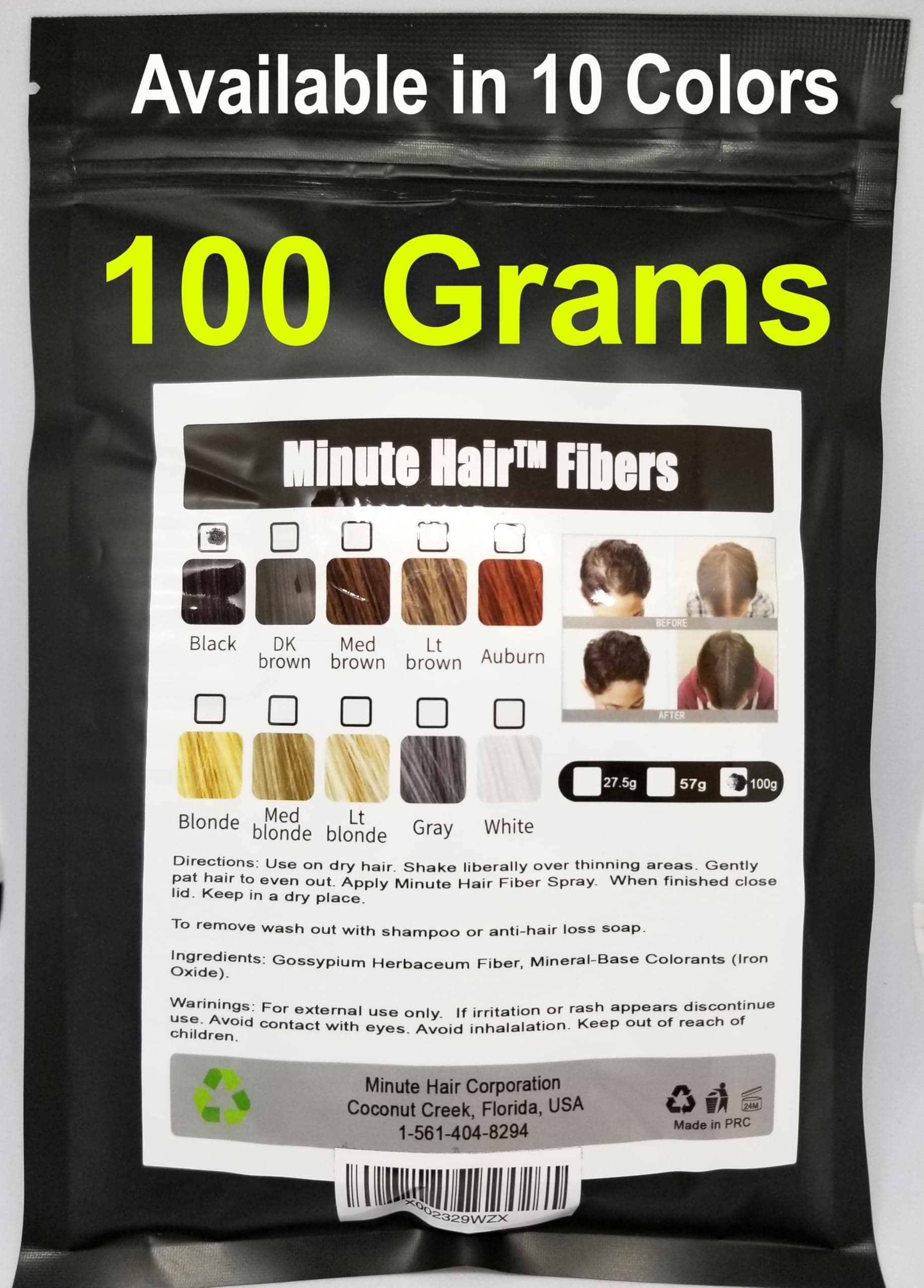 Hair Building Fibers 100 Grams (3.5 oz) Minute Hair Refill Hair Loss Concealer That You Can Use for Your Bottles From Competitors Like Toppik, Xfusion (Dark Brown)