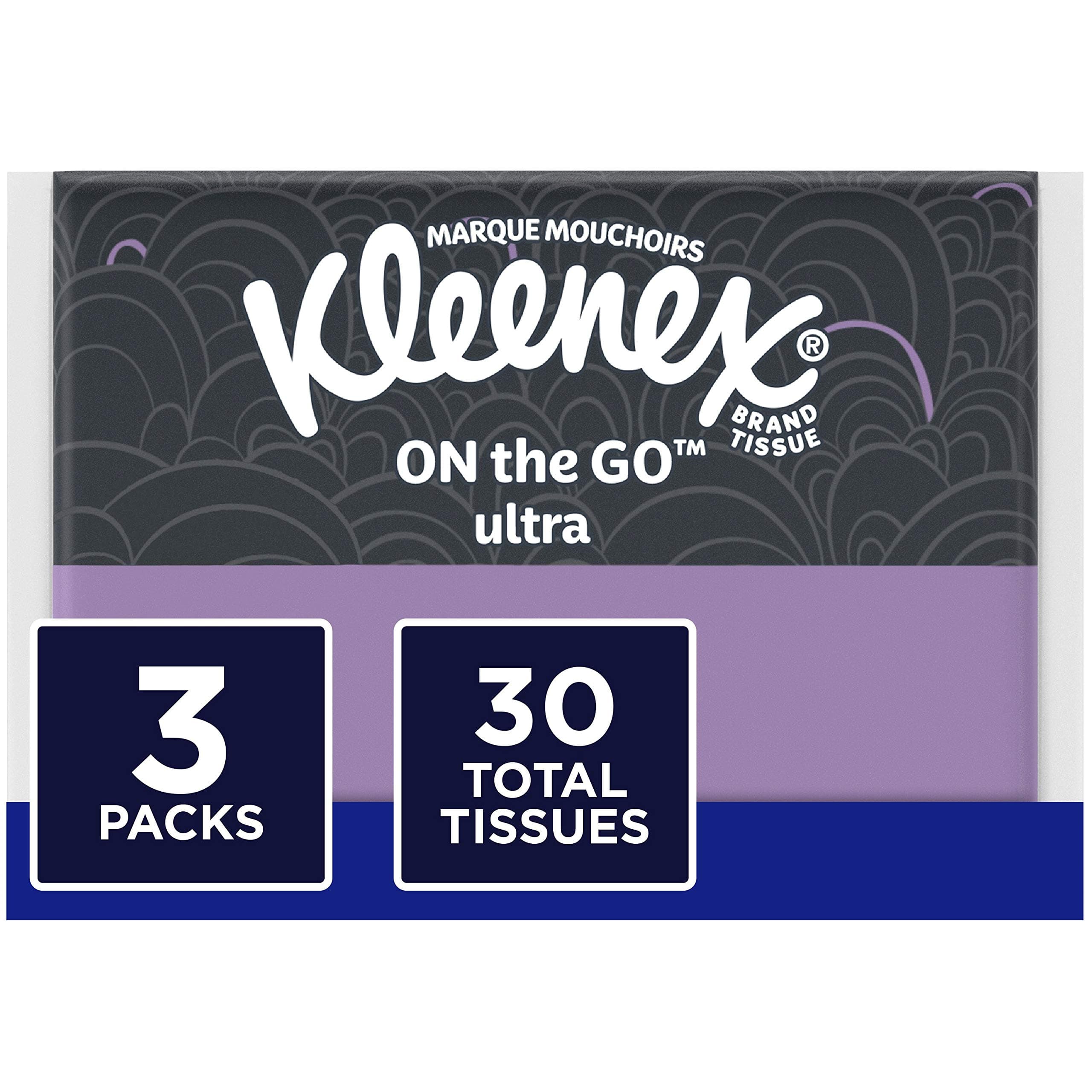 Facial Tissues, On-The-Go Slim Pack, Travel Size, 10 Count (Pack of 3)