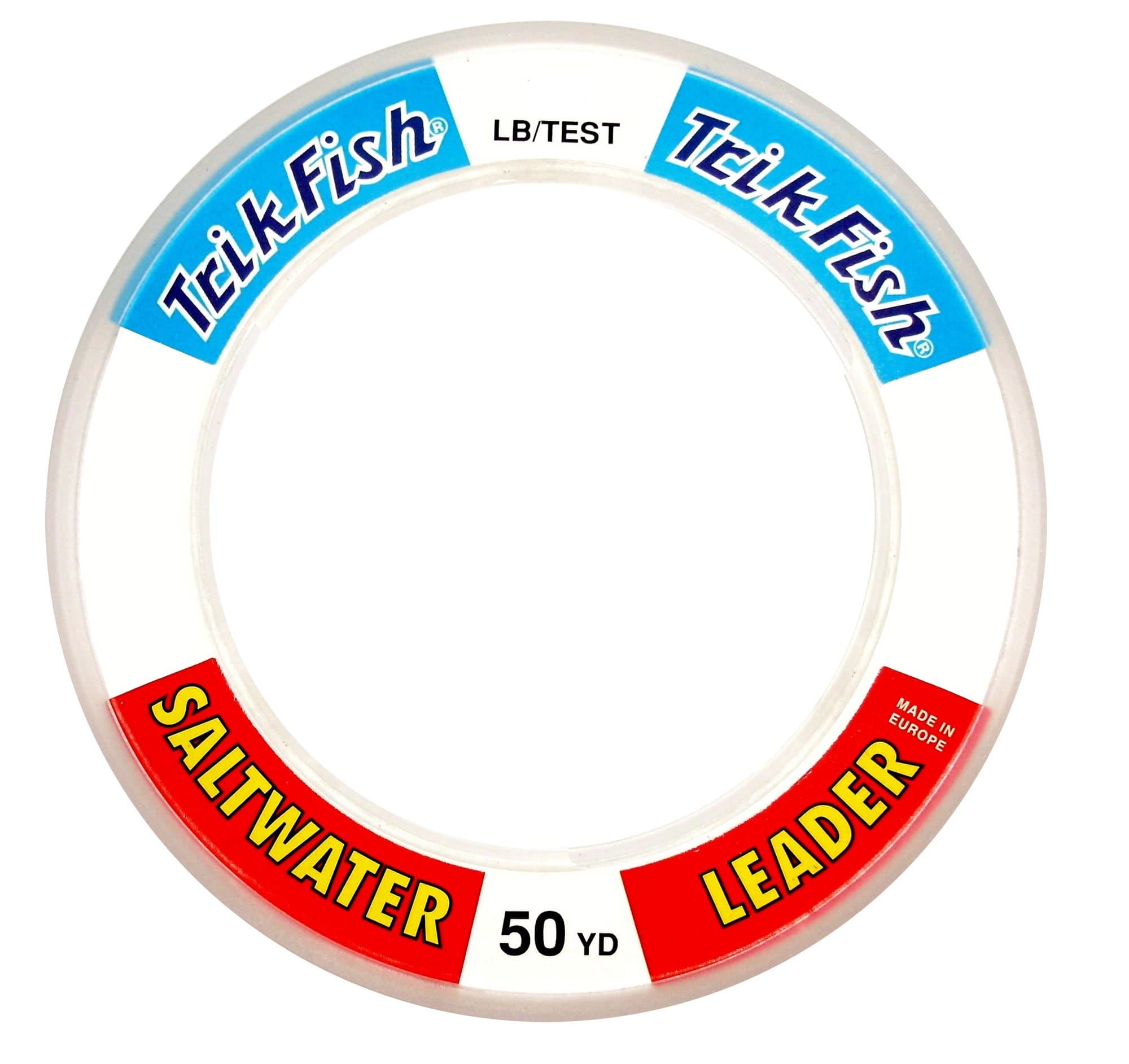 TrikFish Monofilament Leader Line for Saltwater Fishing - Premium Mono Leader Fishing Line - Saltwater Leader Material - Clear, High-Strength & Abrasion Resistance, User-friendly Wrist Spool - 50 Yard