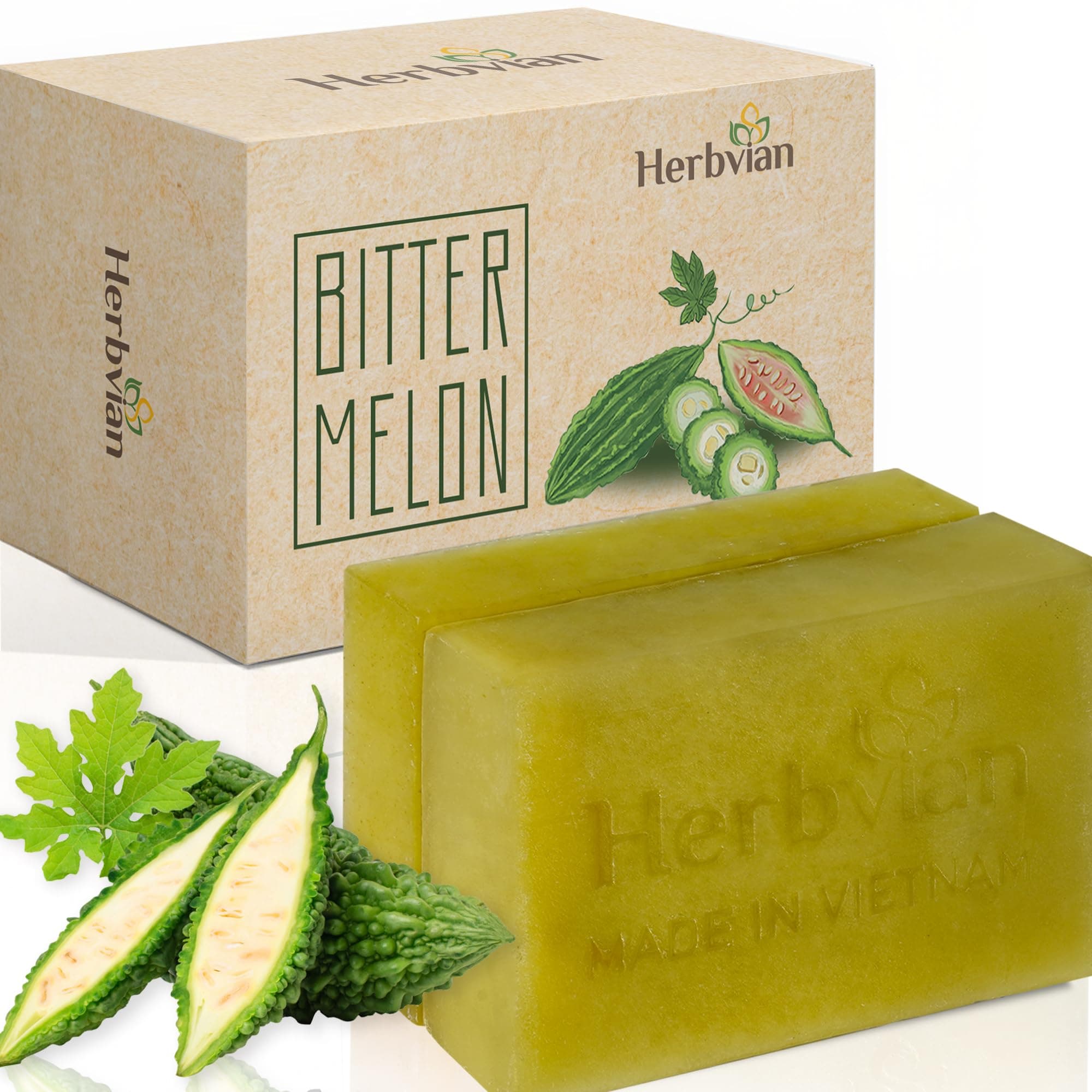 2 PCS Bitter Melon Moringa with Natural Tea Tree Oil Soap Bar for Back Acne, Anti Bacterial Momordica Charantia Body Soap, Anti-Acne, Herbal Cleansing with Melaleuca Quinquenervia Oil
