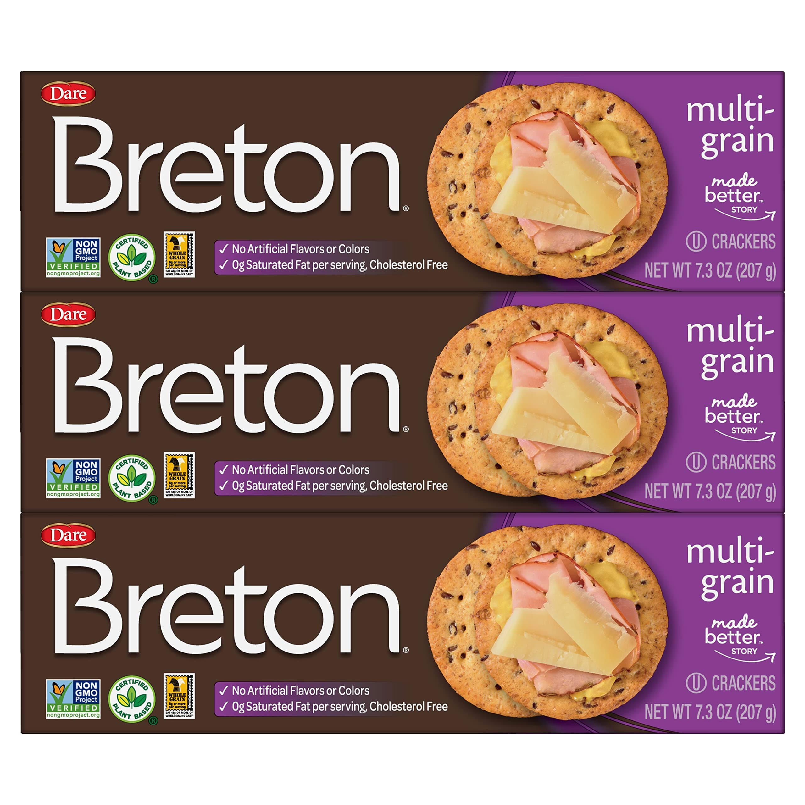 Breton Multigrain Crackers, 7.3 Ounce (Pack of 3)