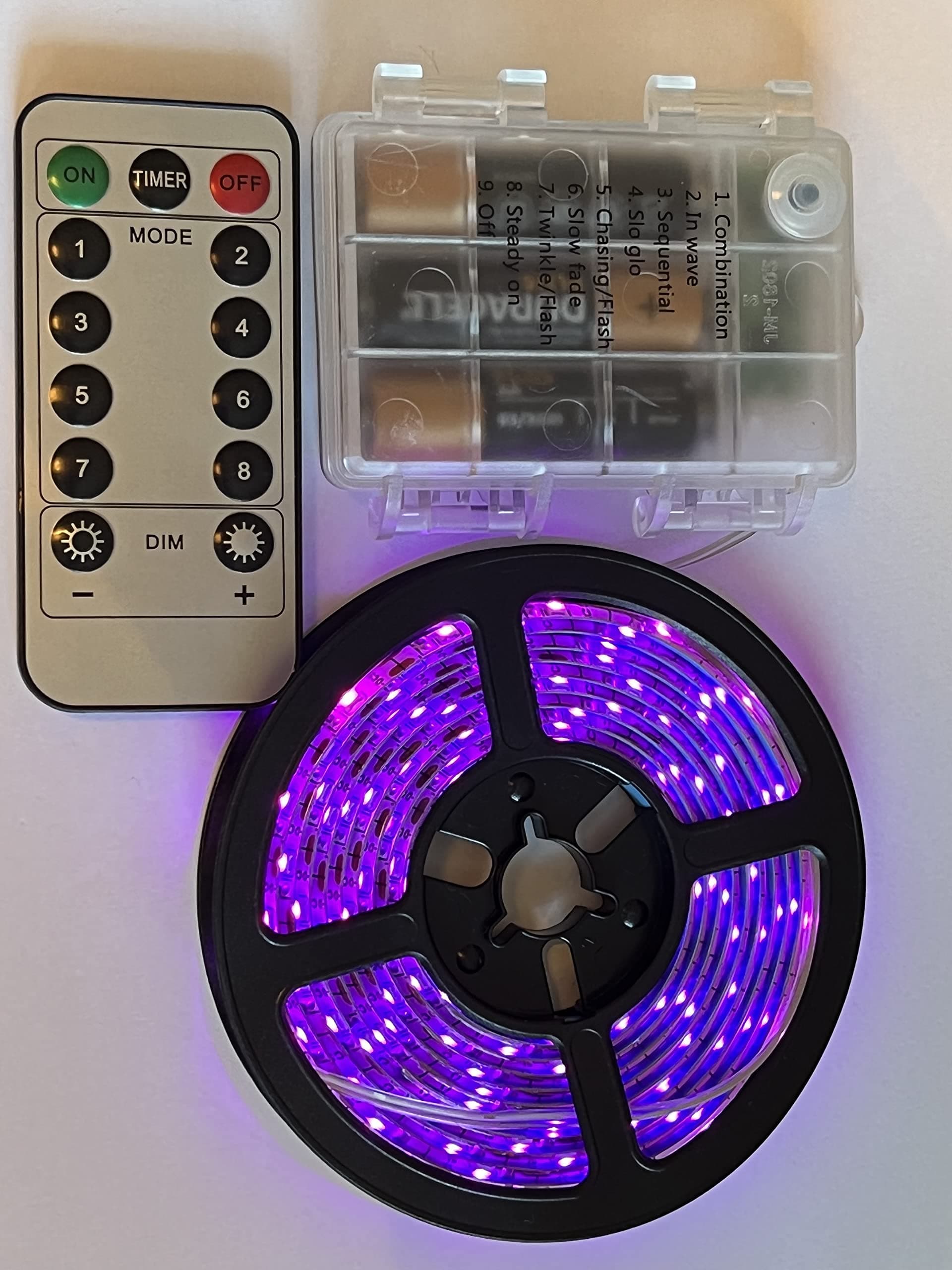 HLS 120 LED Pink Strip Lights with Remote Control 8 Modes and Daily Timer