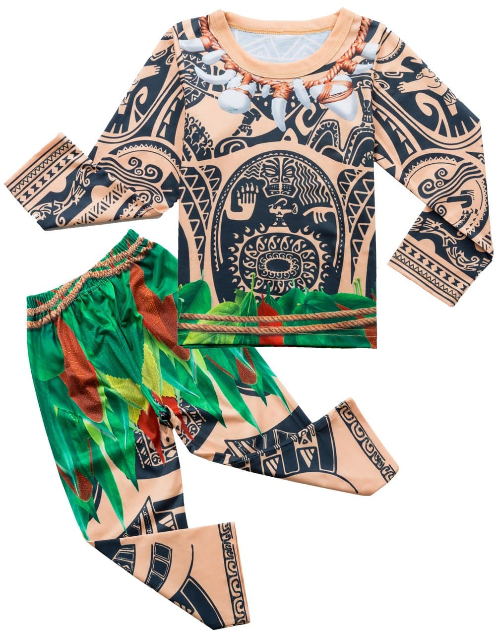 AmzBarley Hawaiian Costume Kids Boys Tattoo Fancy Dress Halloween World Book Day Party Dressing up Clothes Long Sleeve Outfits