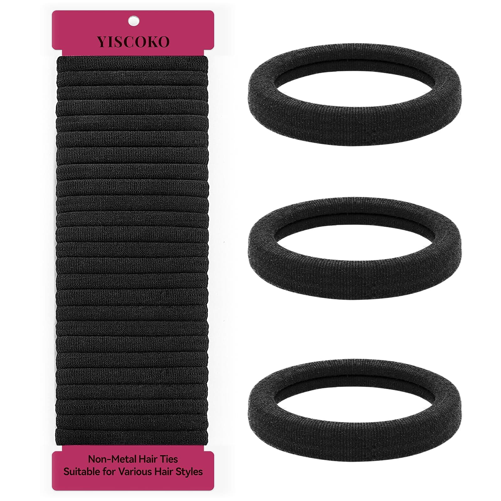 Hair Bands for Women,Black Hair Bobbles,50 PCS Hair Ties NO Damage,Hair Elastics,Elastic Hair Band for Thick Hair,Ponytail Holders Hair Bobbles for Women.