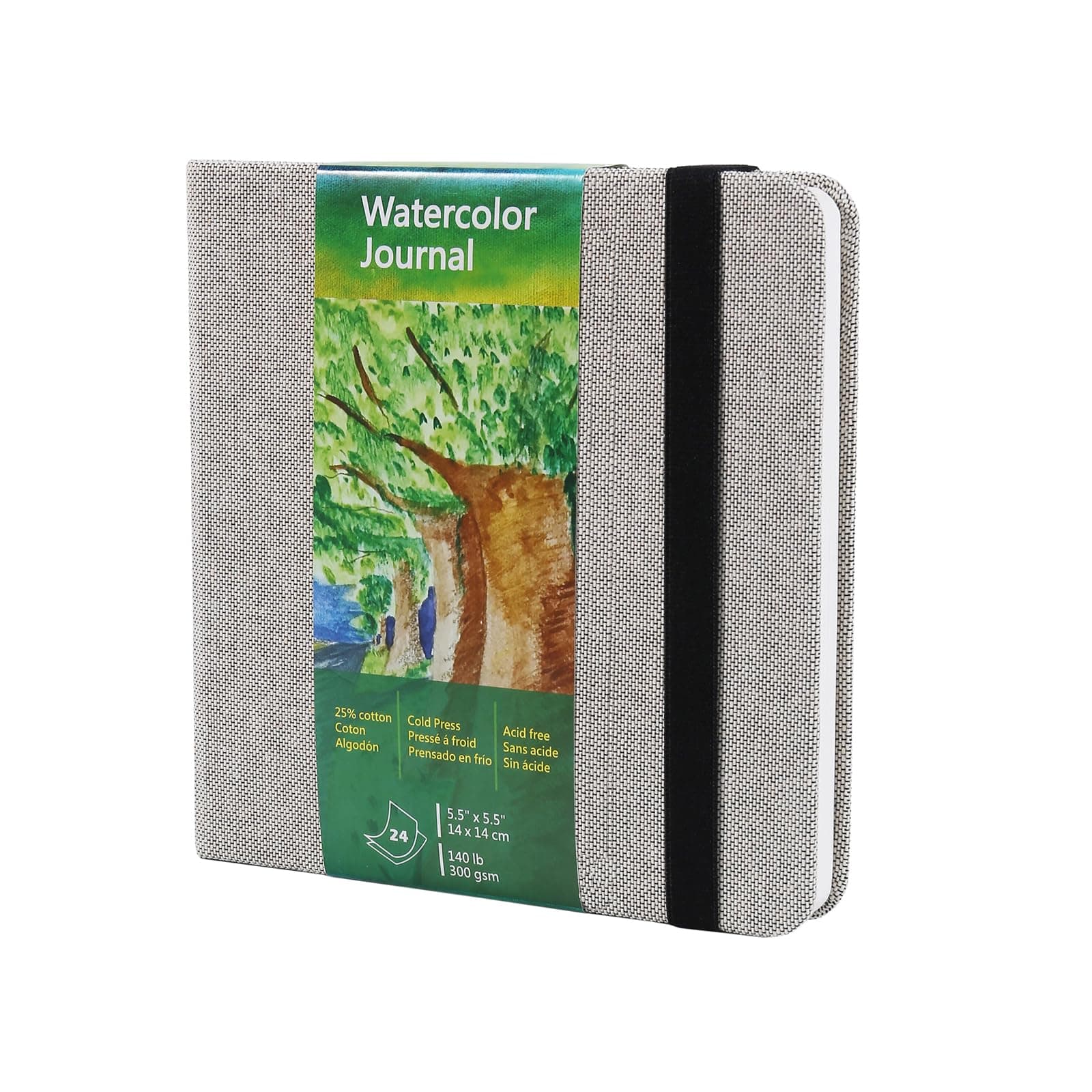 tumuarta Square Watercolor Journal, 5.5x5.5”, 140 LB, 300 GSM, Cotton Paper, Cold Press, 24 Sheets, 48 Pages, Watercolor Paper SketchBooks for Use As Mix Media Pad On The Go