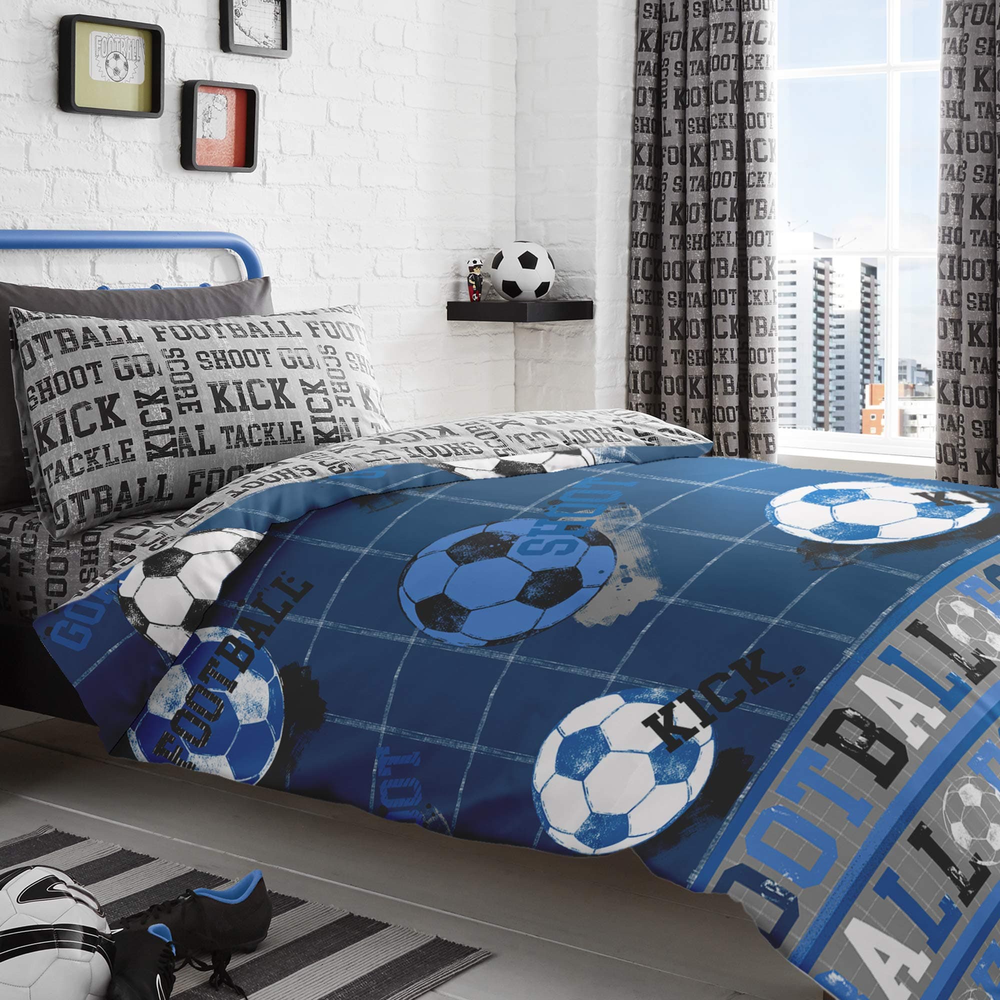 Bedlam Set, Cotton, Blue, Double, W200cm x L200cm (Duvet Cover), W50cm x L75cm (Pillow Case)