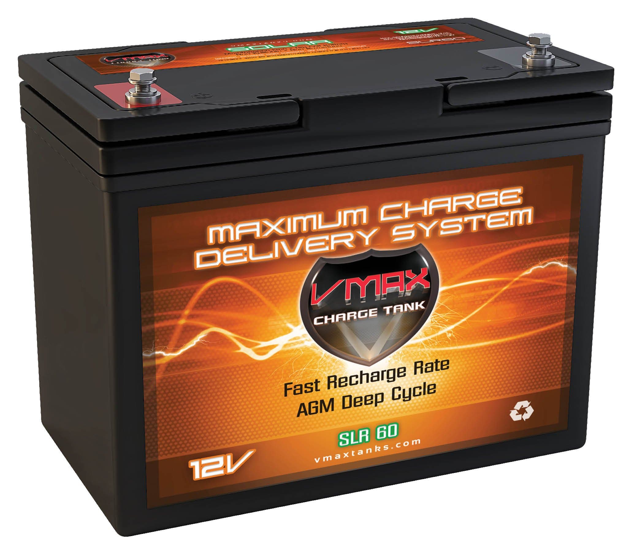 VMAX Solar Battery SLR60 Vmaxtanks AGM 60ah 12V Wind Power Backup Boat Lift & Solar AGM Group 22 NF Battery