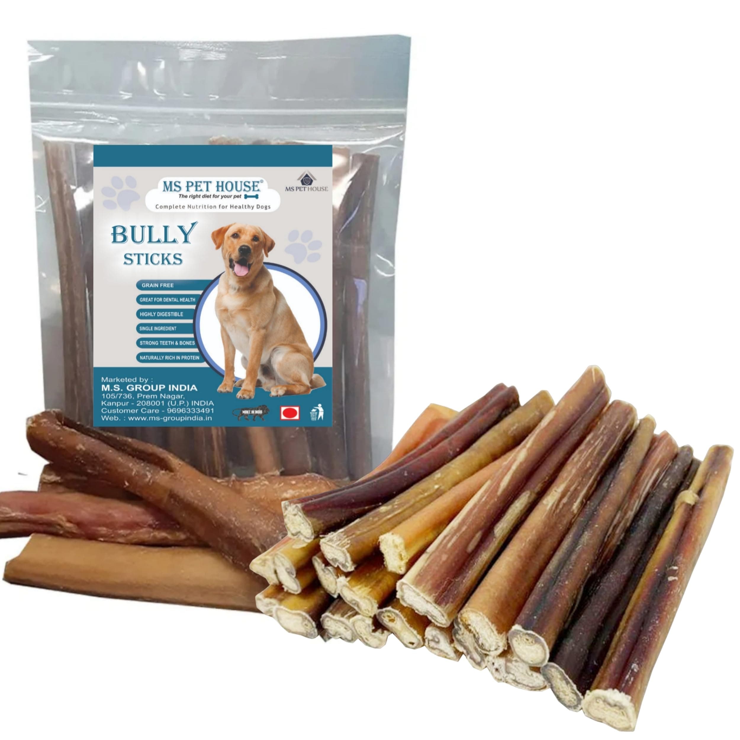 MS PET HOUSE Bully Sticks for Dogs 6 Inch 20 Pack Rawhide Free Sticks, Long Lasting, for Small, Medium and Large Dogs, Great Rawhide Alternative