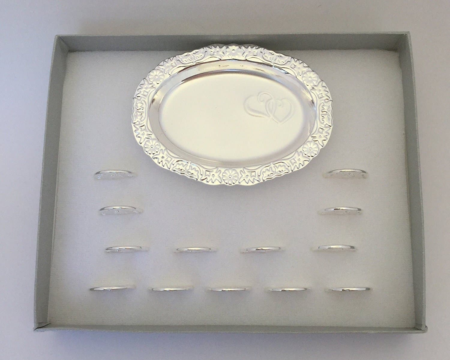 Wedding Arras. 13 Silver Coins with decorated Tray and Case