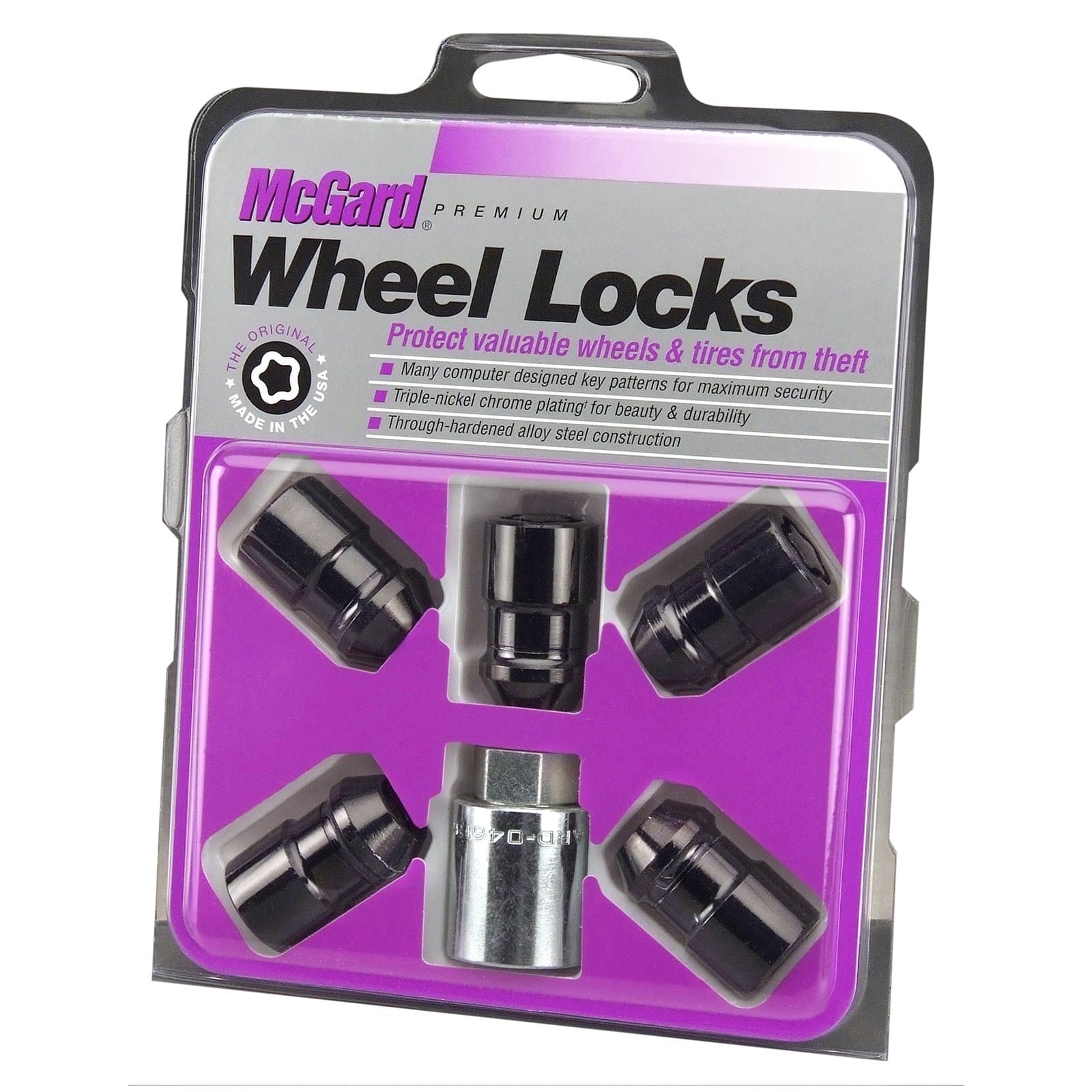24526 Cone Seat Wheel Locks Black (M12 x 1.5 Thread Size) - Set of 5