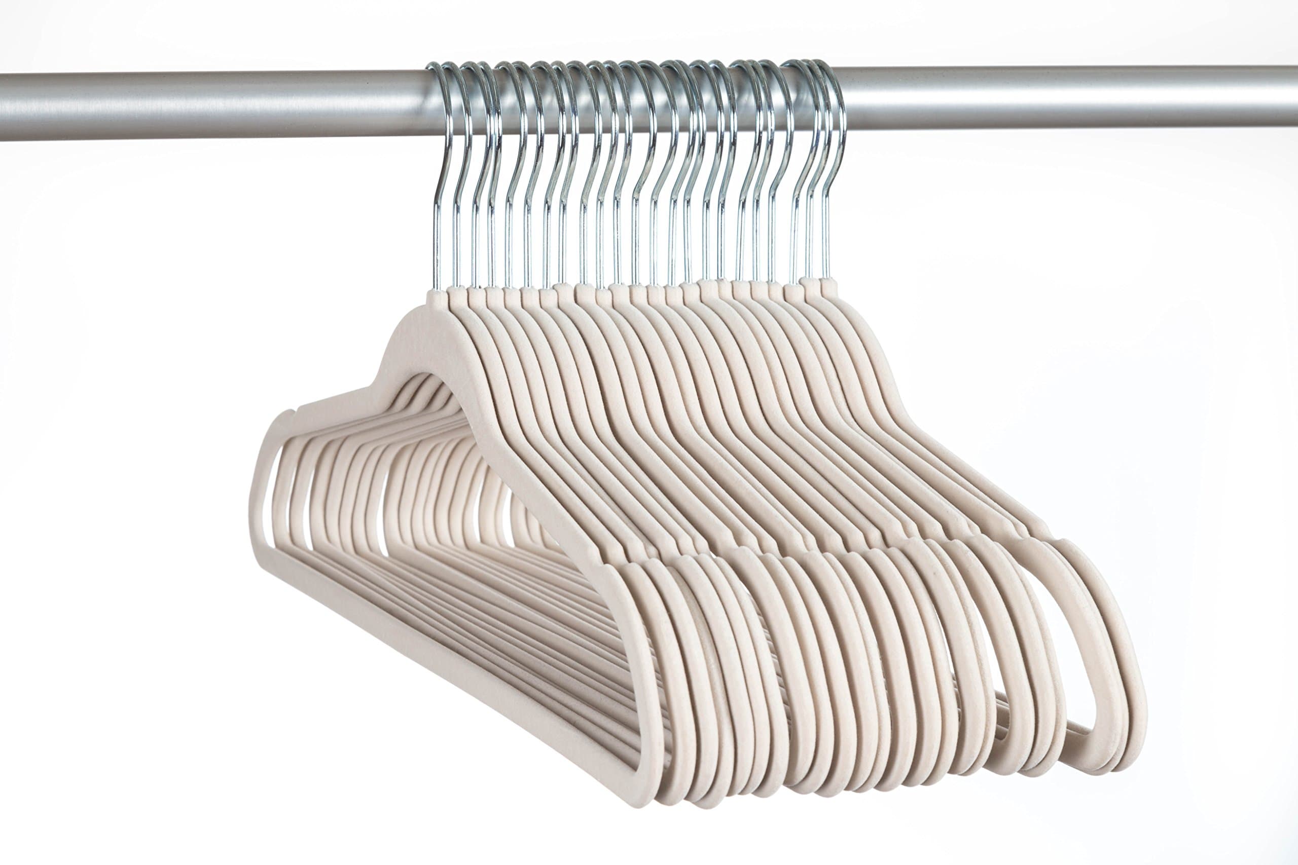 50 Pack Clothes Hangers Black Velvet Hangers Clothes Hanger Ultra Thin No Slip (Off White)