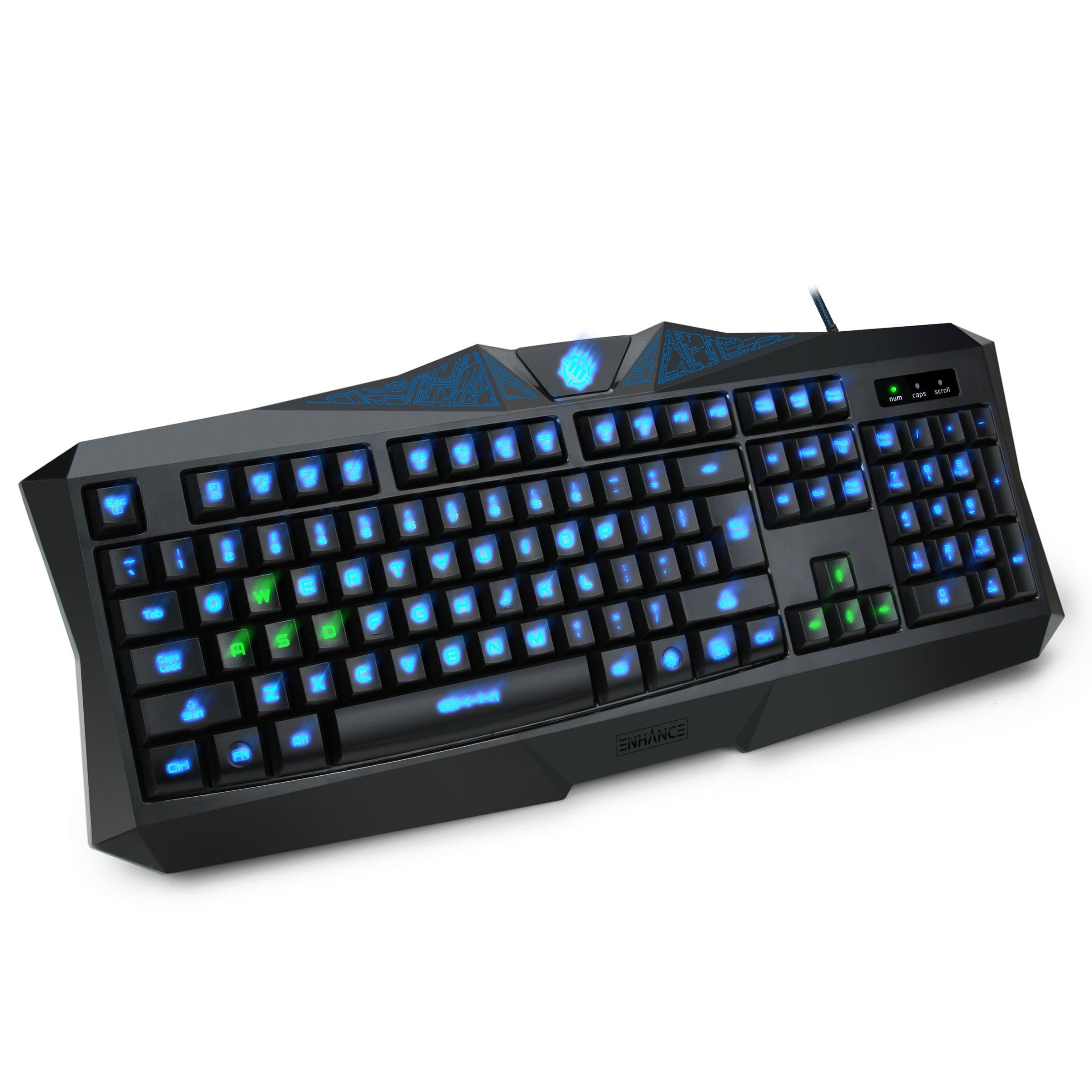 ENHANCE GX-K1 Backlit LED Gaming Keyboard with 104 LED Backlights , 10 Multimedia Hot Keys , Plug and Play 2.0 USB Design - Works with CyberpowerPC Gamer Ultra , Borg-Q , CybertronPC Hellion , Lenovo Erazer X 700 , Avatar Gaming and Many More !