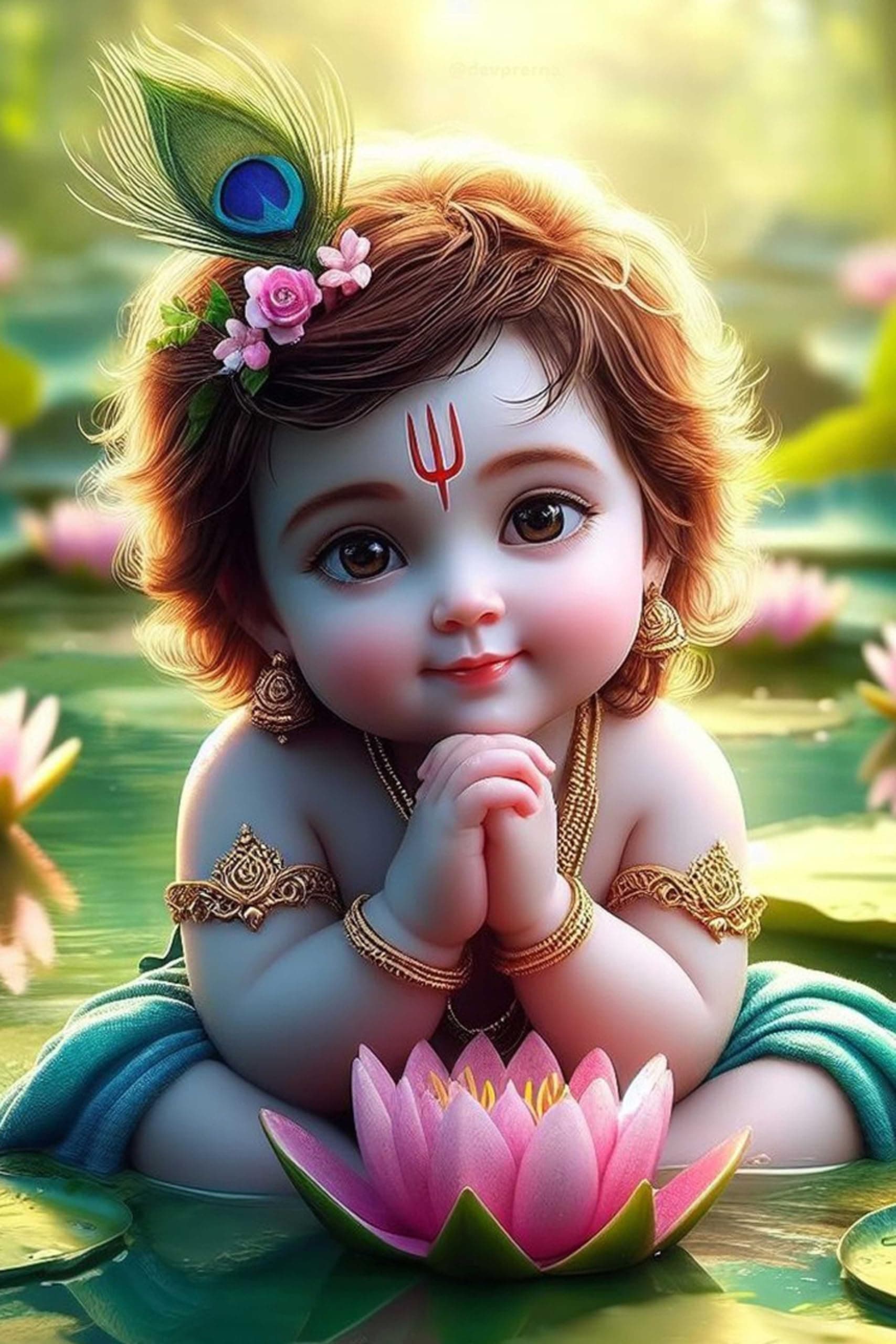 Graphic Word Lord Baby Krishna poster | HD poster for Room Decor Paper Print (12 inch X 18 inch, 300GSM Thick Paper, Gloss Laminated Both Side, Rolled in Safety tube packaging)