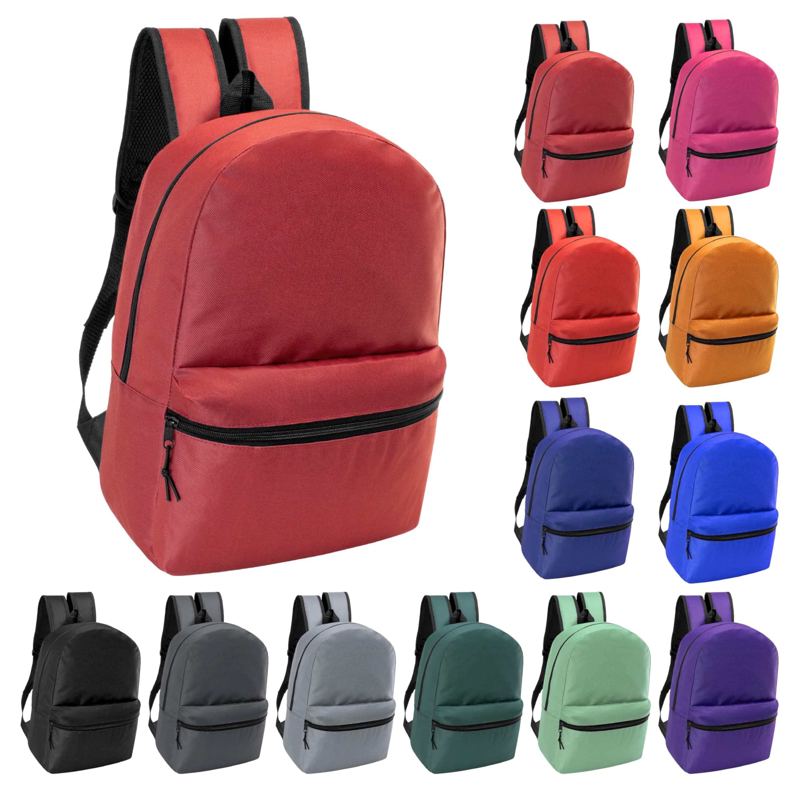 17" School Backpacks for Kids - Backpacks in Bulk for Elementary, Middle, and High School Students in Assorted Colors