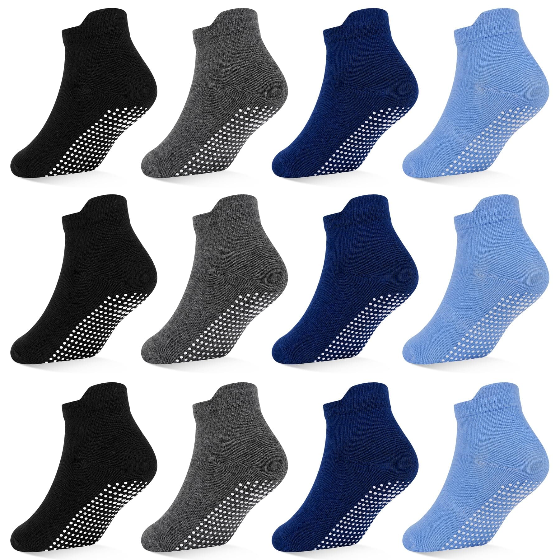 SkiBeaut 12 Pairs Toddler Non Slip Kid Boy Girl Socks with Grips, Toddlers Child Anti Skid Sticky Gripper Socks 1-7 Years Old