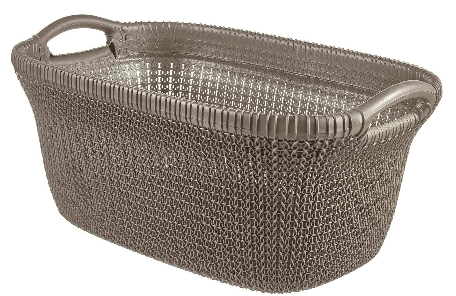 CurverKnit,Laundry Basket,Wide,with hand,40L,Brown Color