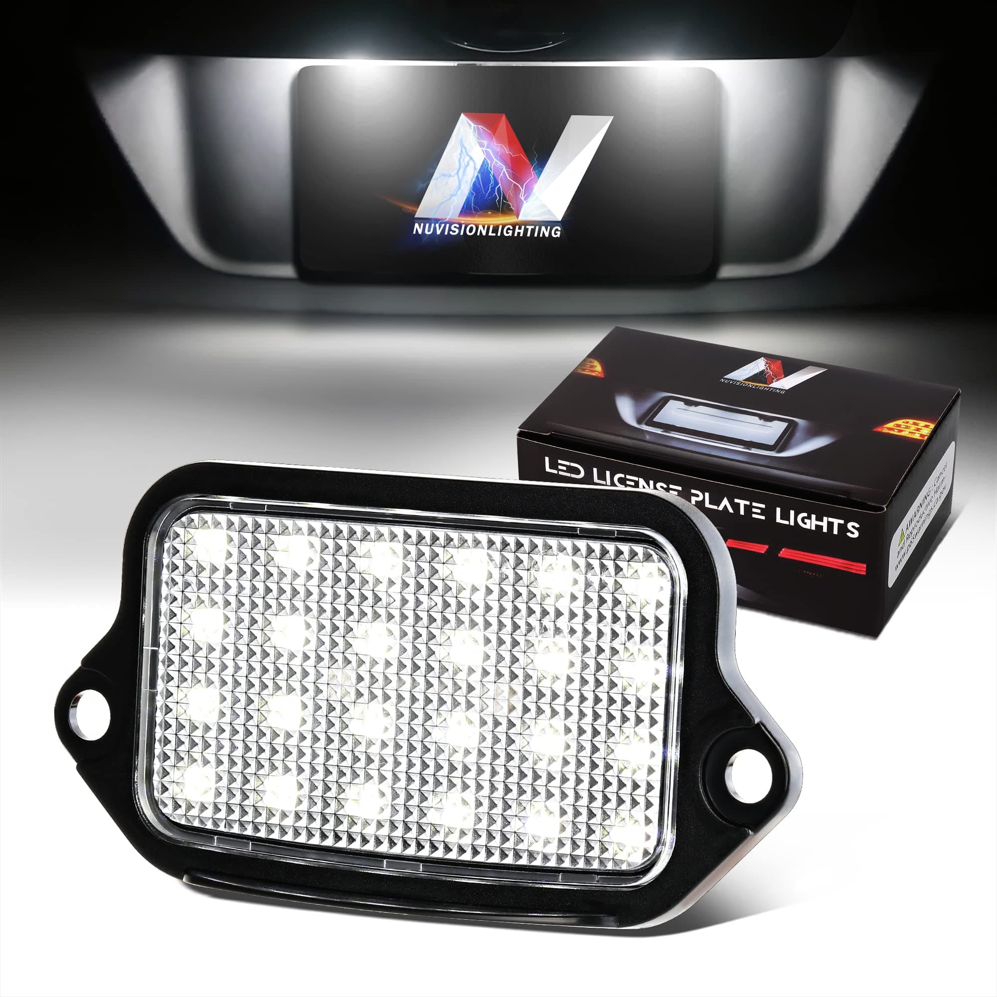 NUVISION LIGHTING NVL-LPL-011 1Pc Black Housing/Clear Lens LED License Plate Light Compatible with Ford Mustang 2005-2009