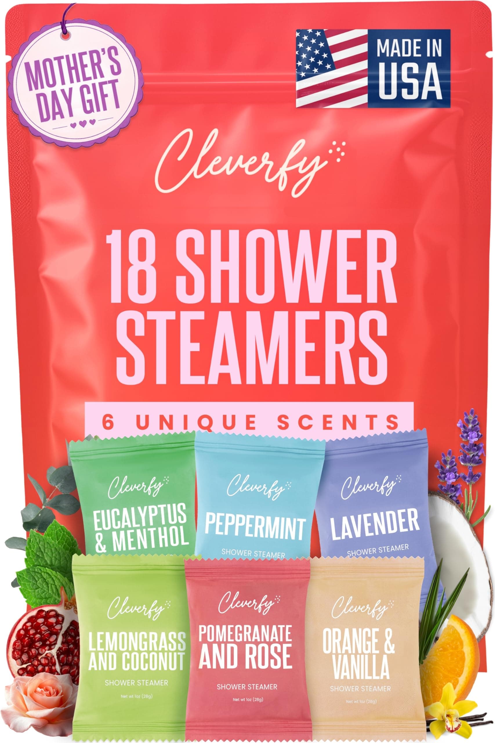 Cleverfy Shower Steamers Aromatherapy - Valentines Day Gifts for Her, Him, Women, Daughter, Mom, Girlfriend, Wife, Teen Girls and Boys - Valentines Gifts for Her, Him, Women and Men - 18 Tablets