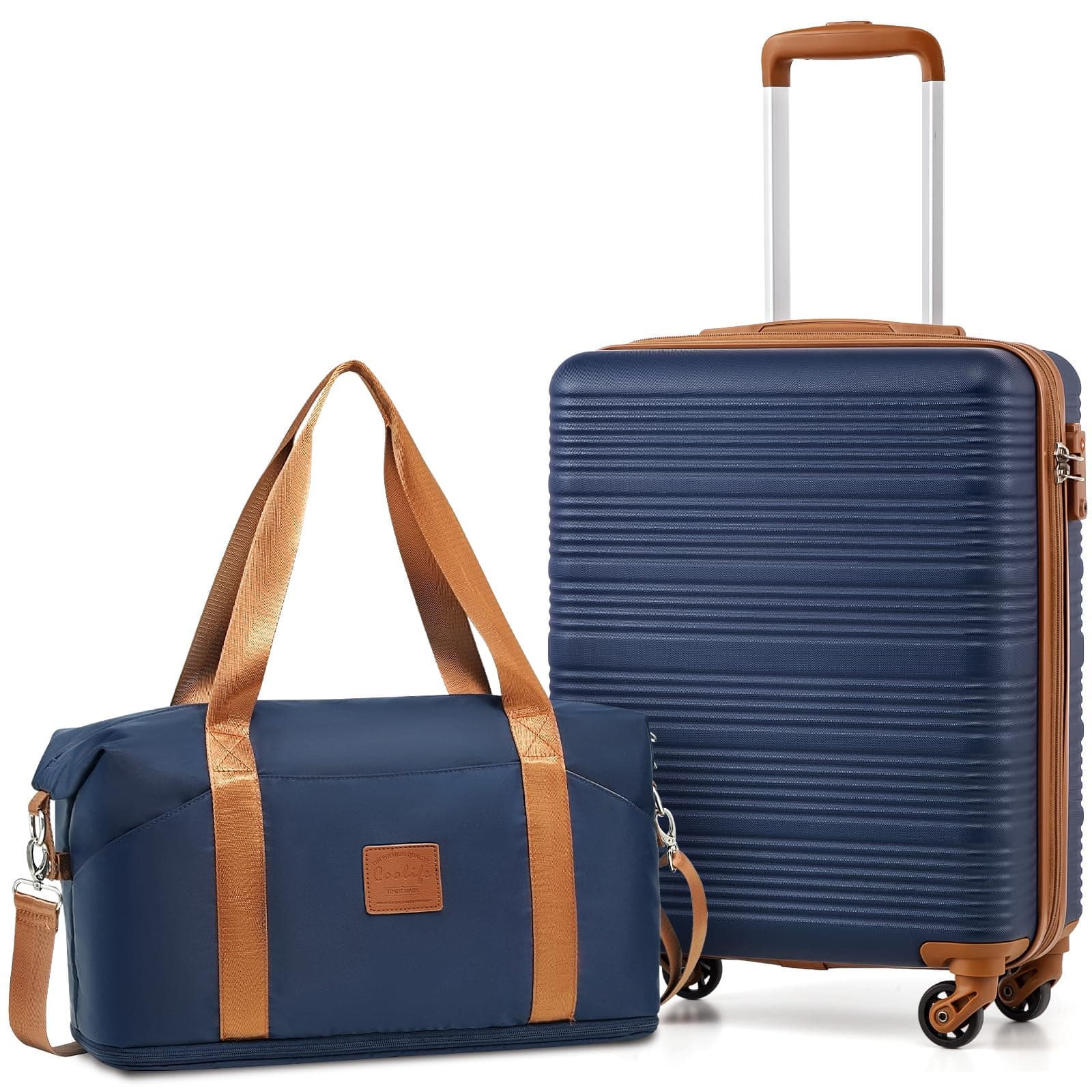 COOLIFE Cabin Suitcase, Ryanair Cabin Bags 55x40x20 and Easyjet Underseat Bag 45x36x20-30L, Hand Luggage with 4 Wheels, Telescopic Handle & TSA Lock | Lightweight Carry On Suitcase