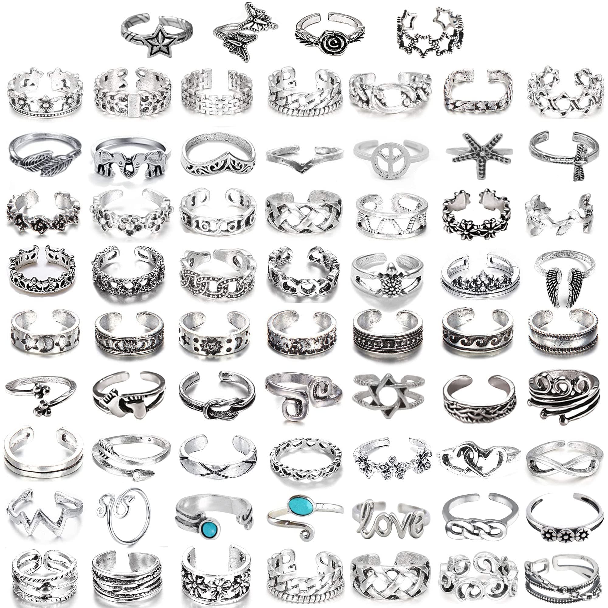 MJust Open Toe Rings Set and Rings for Women & Men