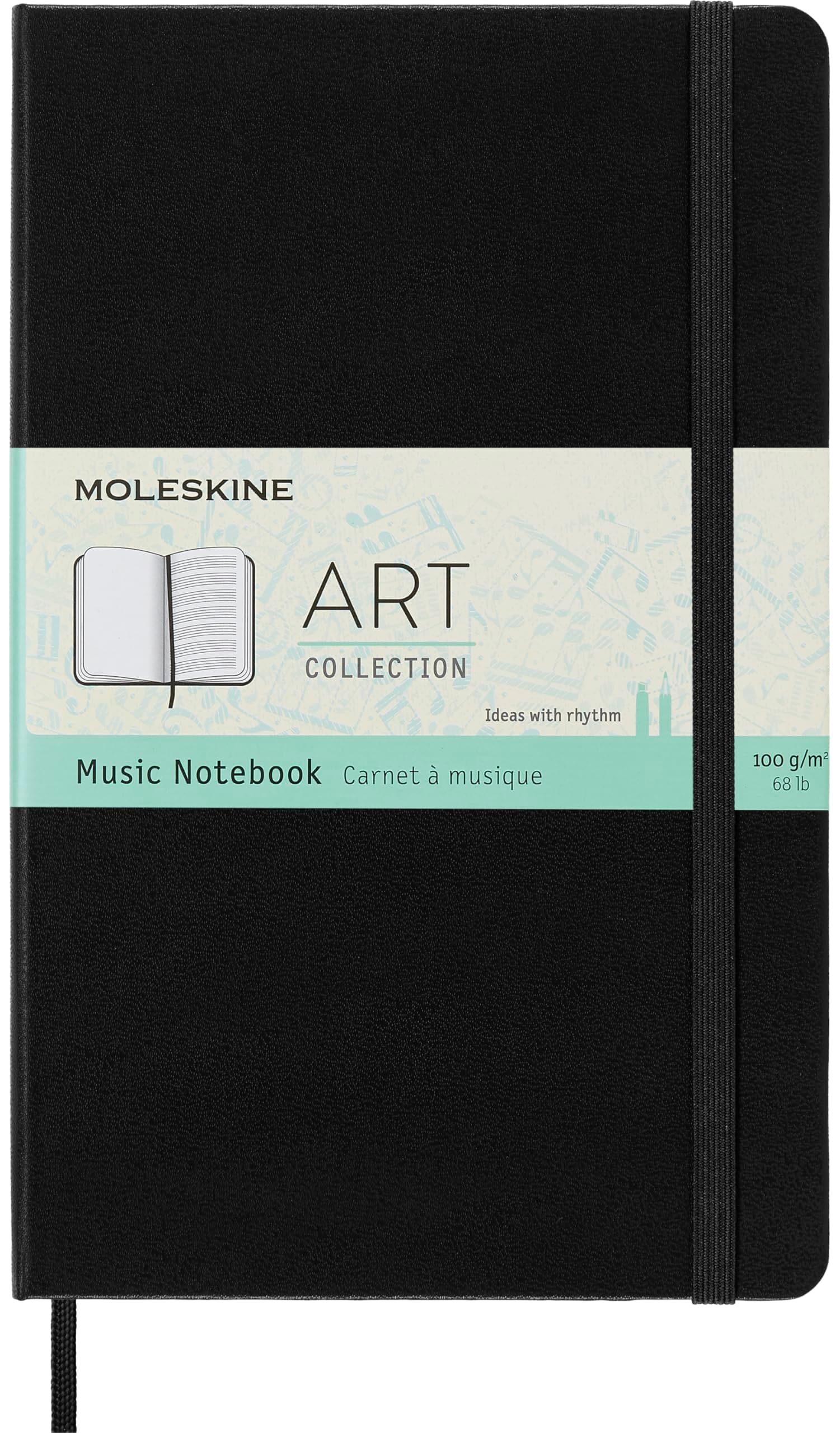 Moleskine Art Music Notebook, Hard Cover, Large (5" x 8.25") Pentagram, Black, 192 Pages