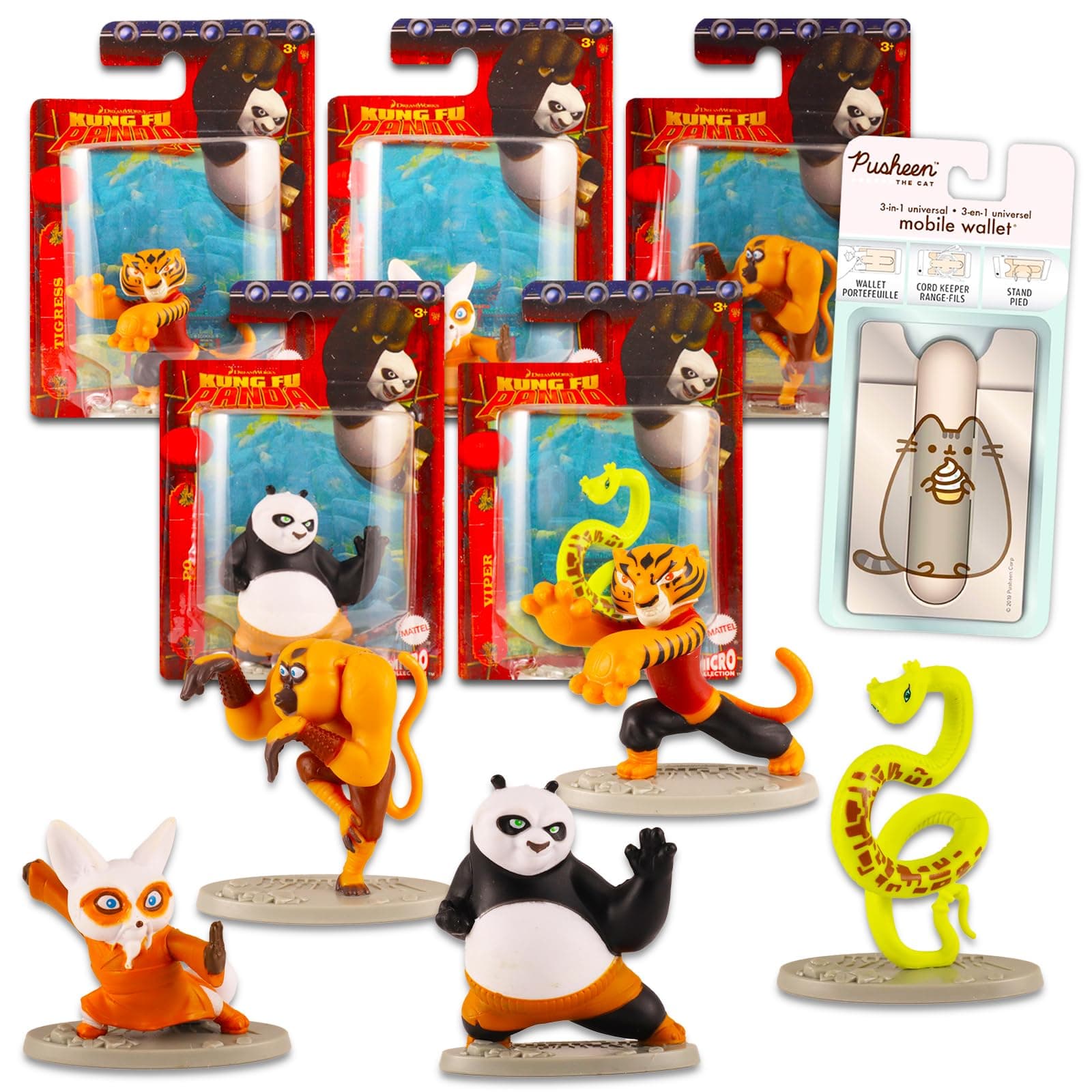 Screen Legends Kung Fu Panda Figures Mini Cake Topper Birthday Party Supplies - Bundle with 5 Kung Fu Panda Characters Cake Toppers & More | Kung Fu Panda Miniature Party Favors