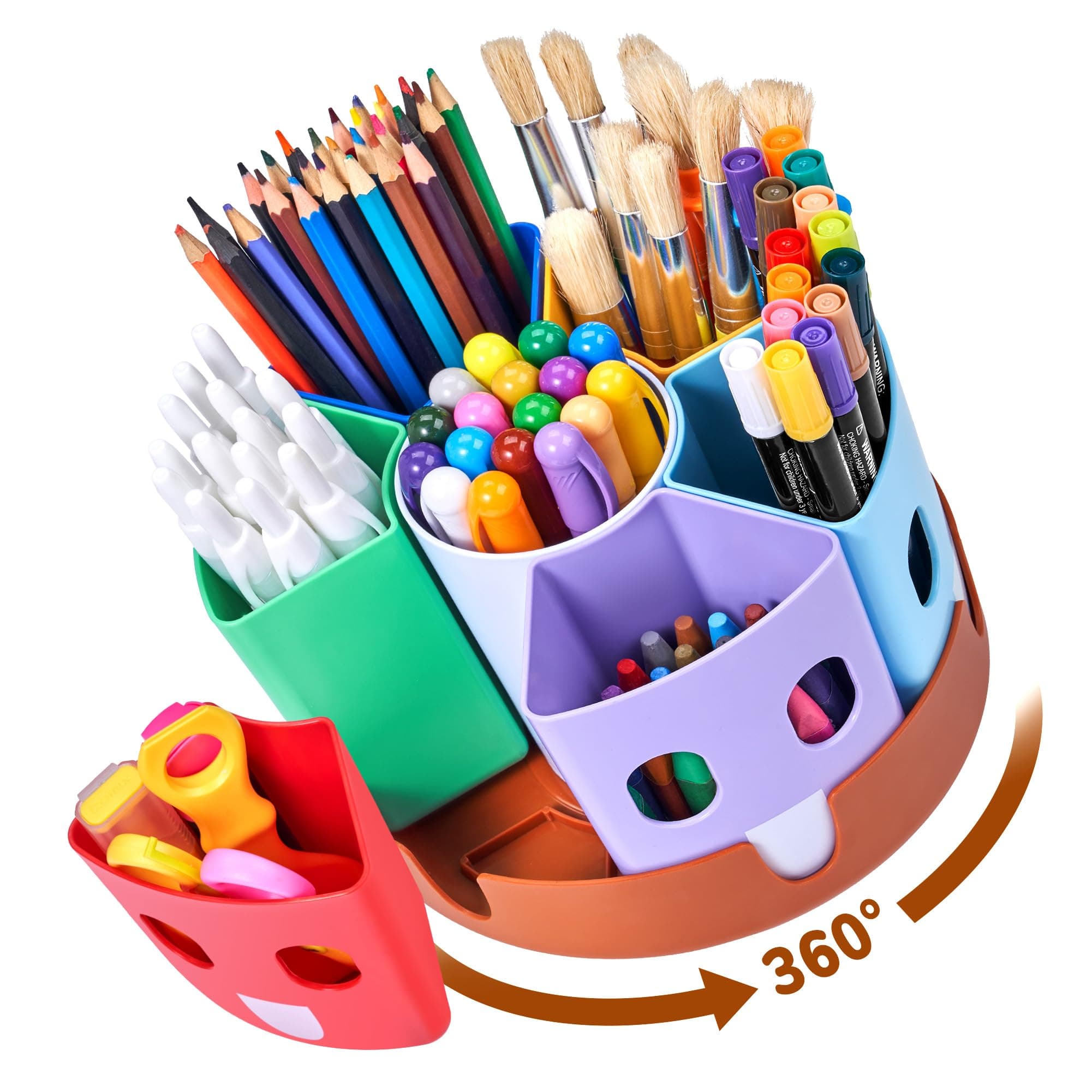 GAMENOTE Rotating Art Supply Storage Organizer - Lazy Susan Office School Supplies for Kids Desk Organizers and Storage Homeschool Supplies Craft Caddy Classroom Organization (Small)
