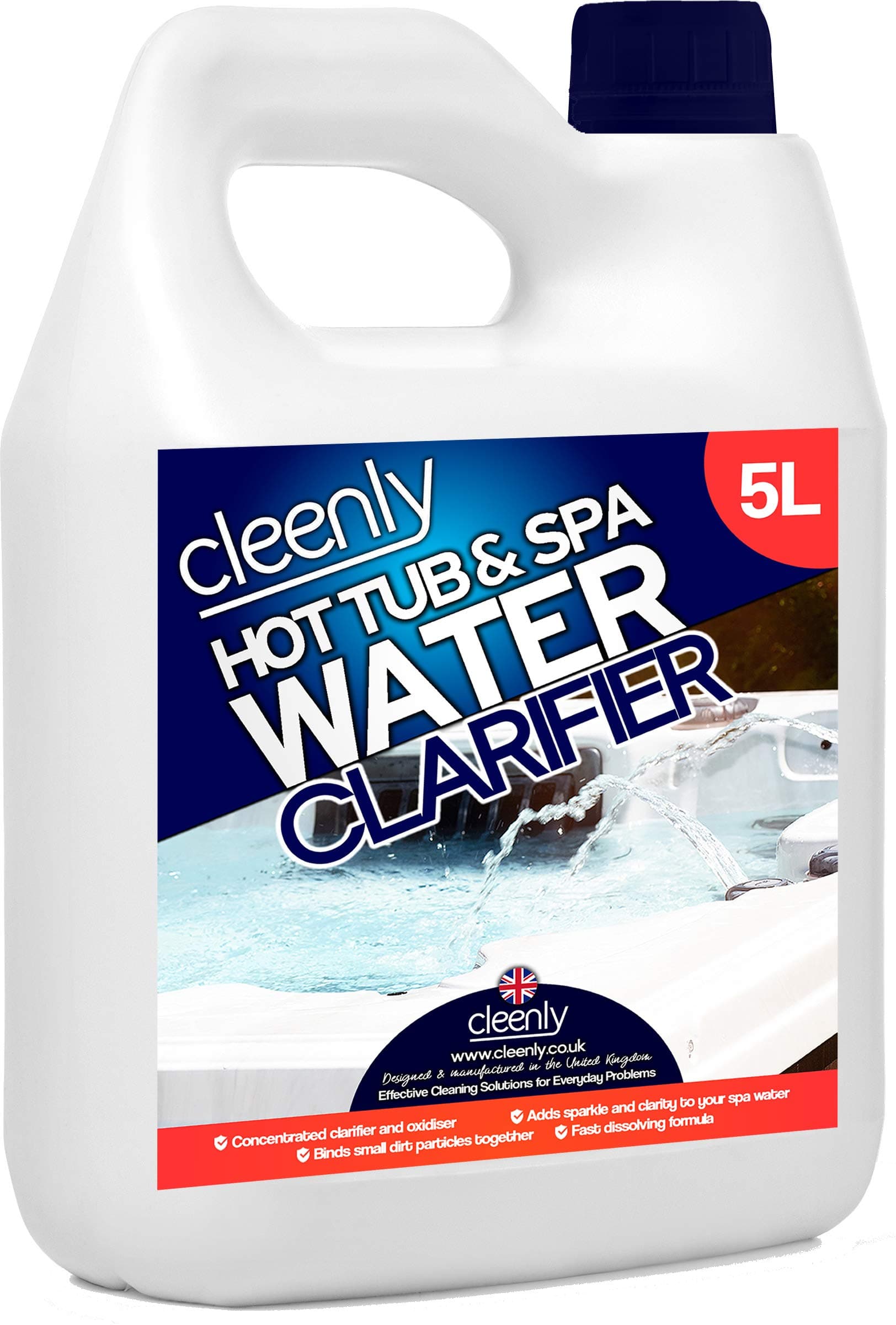 Cleenly Hot Tub & Spa Water Clarifier - 5 litres - Transforms Cloudy, Dull Looking Water - Improves Filter Performance & Efficiency