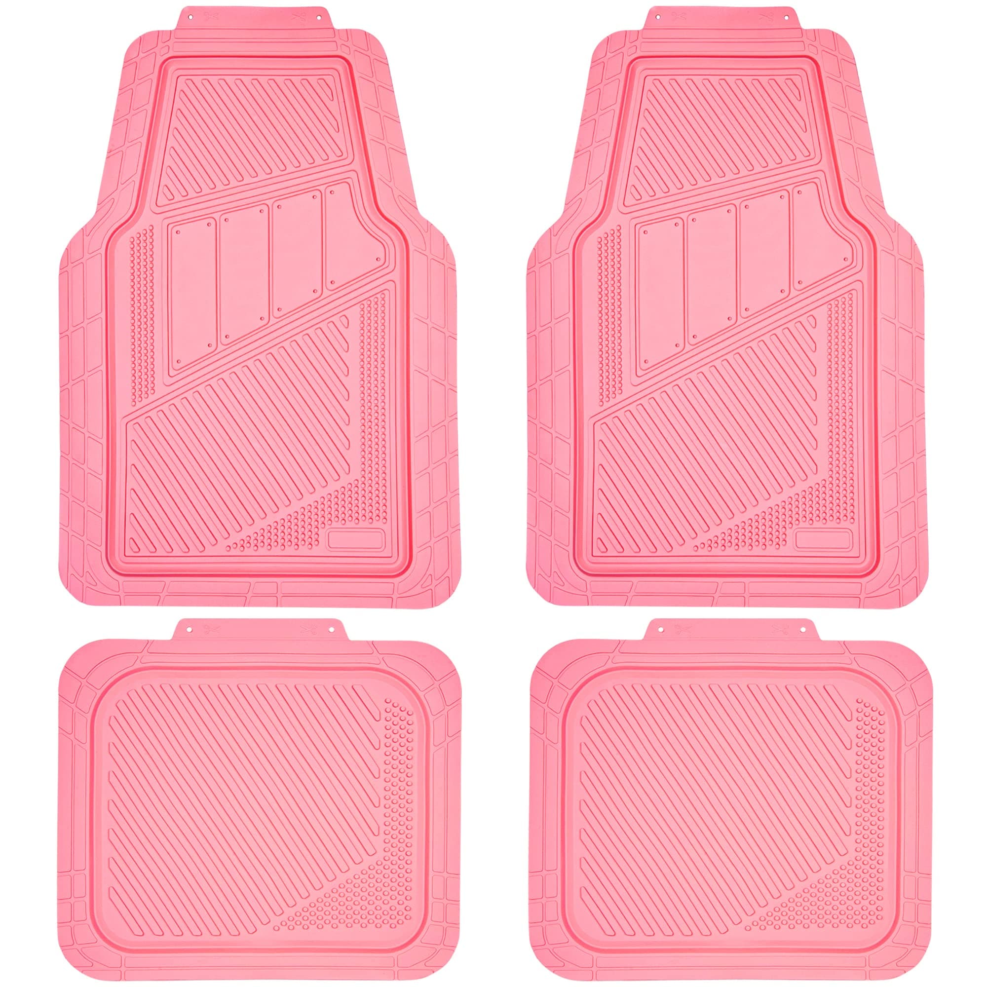 CAR PASS Heavy Duty Rubber Floor Mats 4-Piece,Pink Car Mats Full Sets Anti-Slip,Waterproof Universal Trim-to-Fit for Car SUV Truck, Durable All Weather Automotive Car Mats for Women,Girly(All Pink)