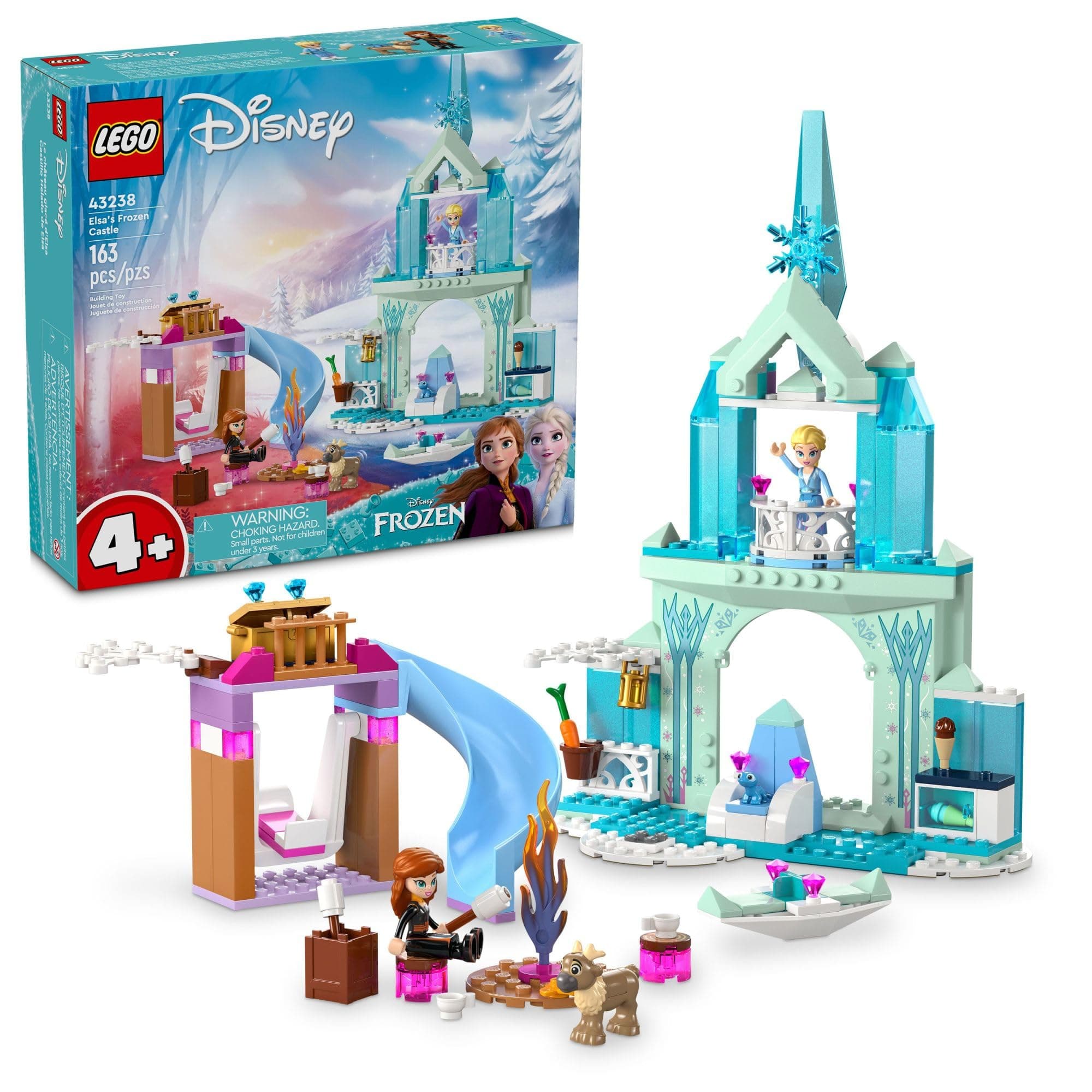 Disney Frozen Elsa’s Frozen Princess Castle Toy Set for Kids, includes Elsa and Anna Mini-Doll Figures and 2 Animal Figures, Frozen Toy Makes a Great Birthday Gift for Kids Ages 4 Plus, 43238
