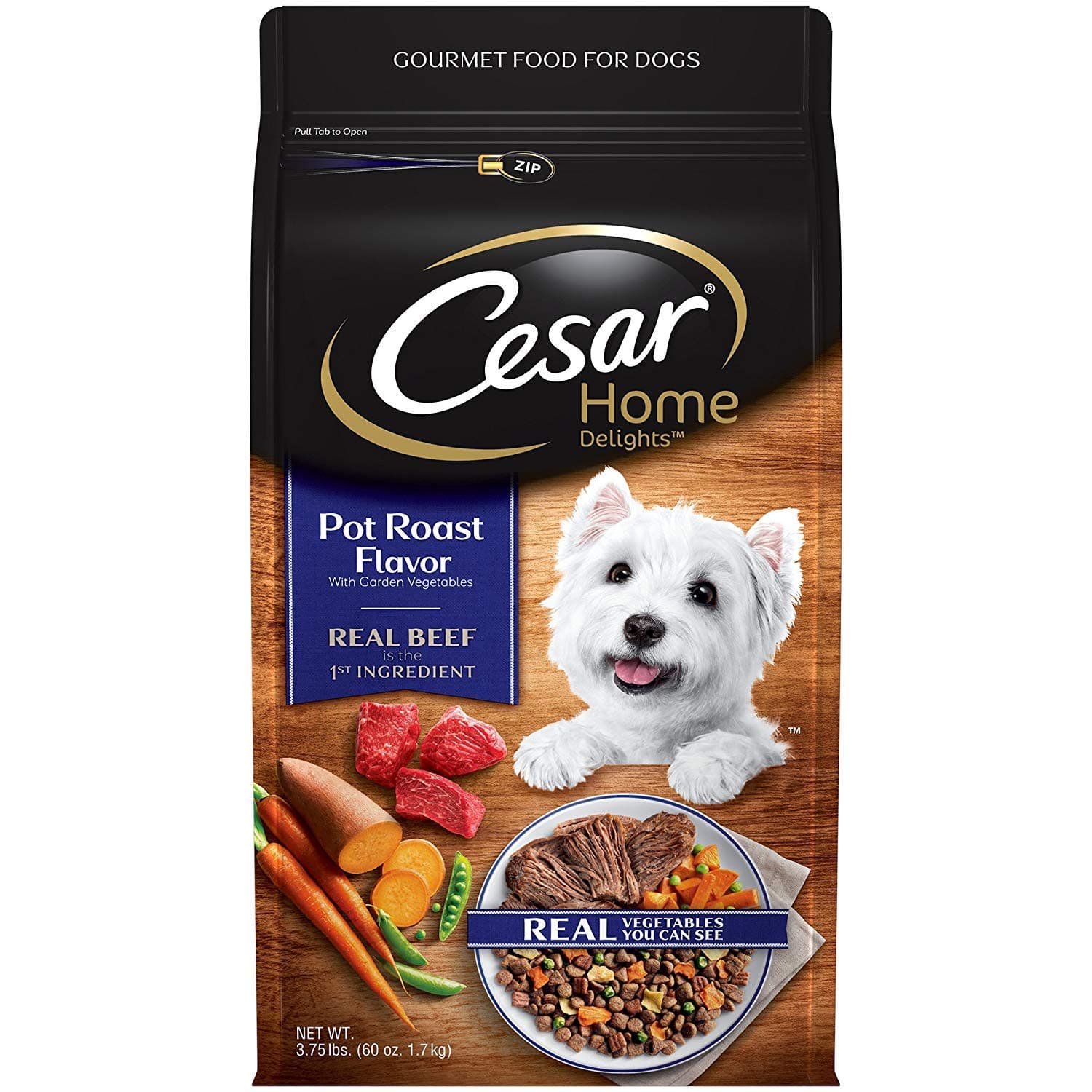 CESAR HOME DELIGHTS Dry Dog Food Pot Roast Flavor with Garden Vegetables Small Breed Dog Kibble, 3.75 lb. Bag