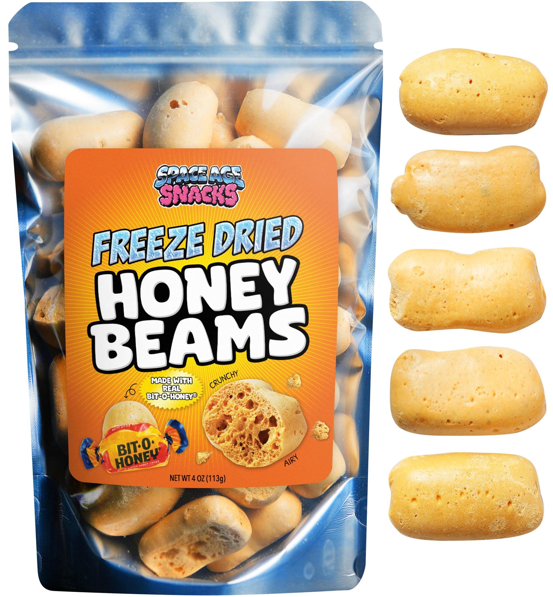 Freeze Dried Honey Beams with Real Bit-O-Honey® - 4 Ounces of Premium Freeze Dried Candy Freeze Dried Bit O Honey Candy Shipped in Box for Extra Protection - Freeze Dry Candy for All Ages