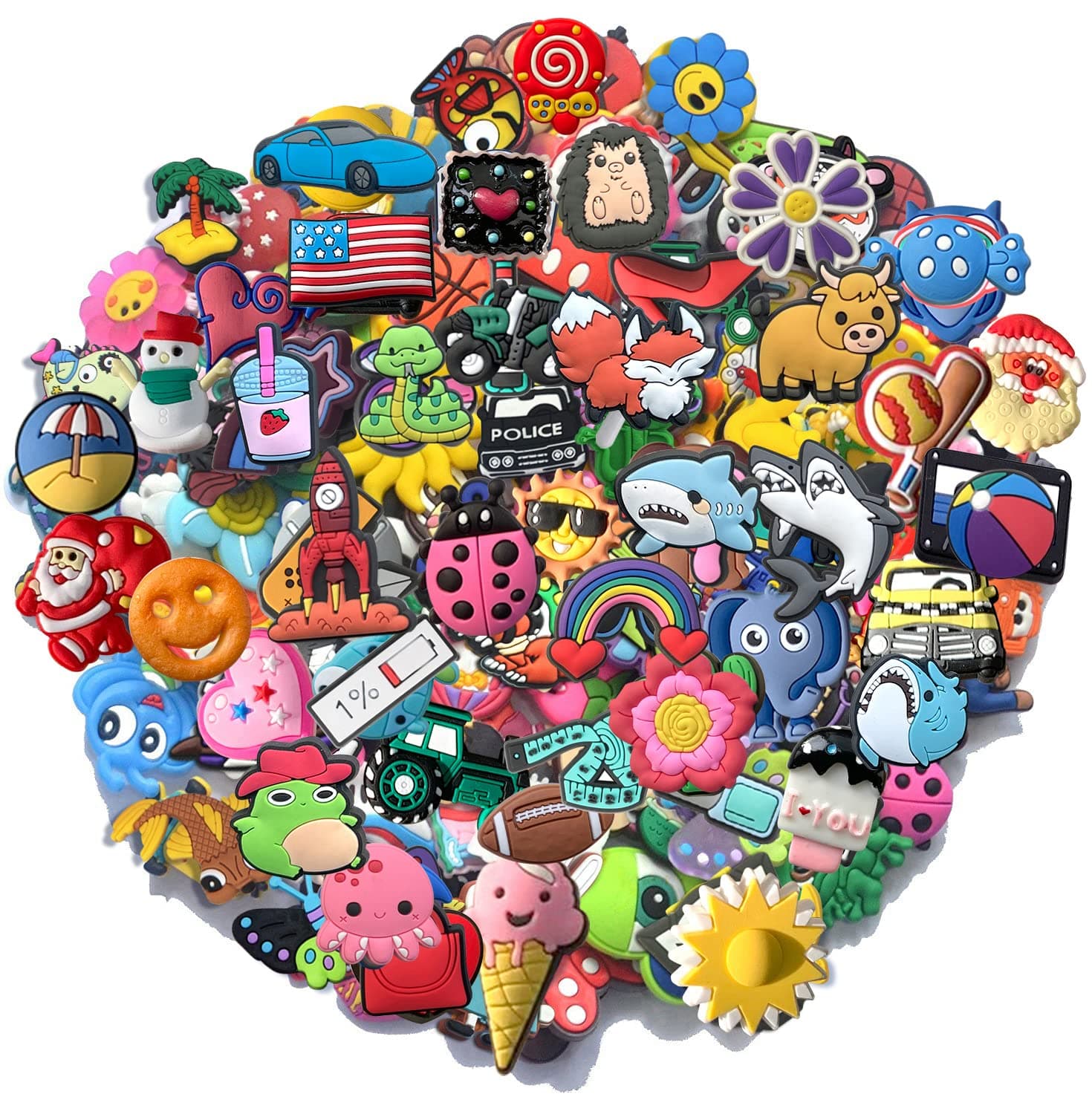 YAZO 30,50,100 pcs Random Shoe Charms for Shoe & Bracelet Wristband Party Gifts