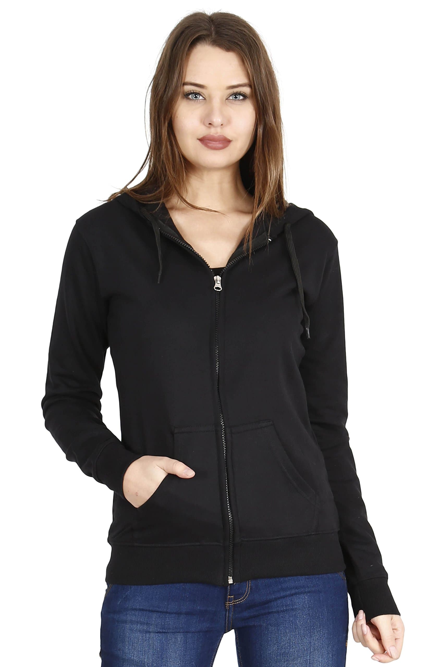 FLEXIMAA Women's Cotton Full Zipper Sweatshirt Hoodies with Kangaroo Pocket