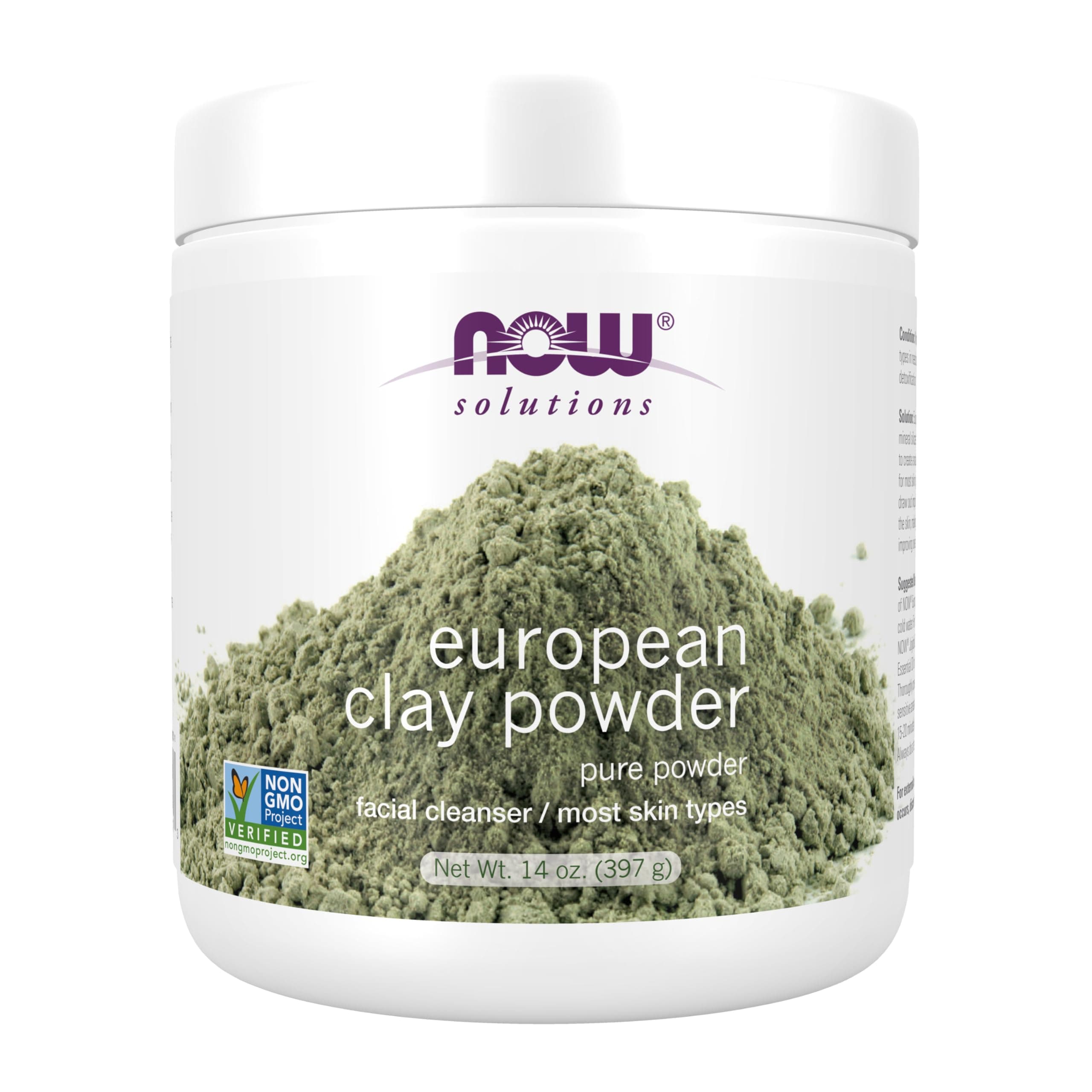 NOW Solutions, European Clay Powder, Pure Powder for a Detox Facial Cleansing Mask, 14-Ounce