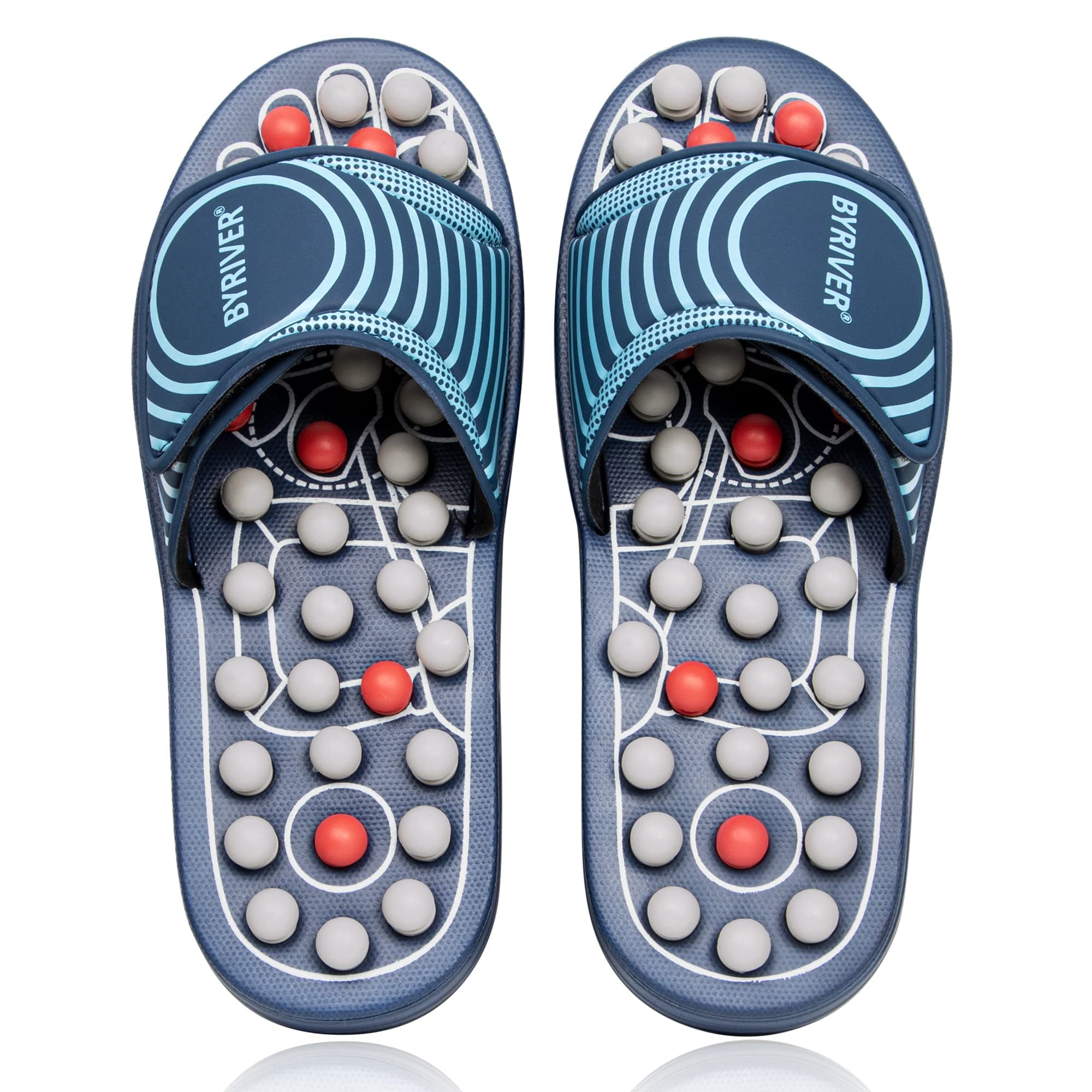 BYRIVER Acupressure Stimulation Foot Massager Slippers Sandals Shoes, Relieve Pain Improve Circulation Body Balance Mobility, Wellness Relaxation Gift for dad mom.（05XS)