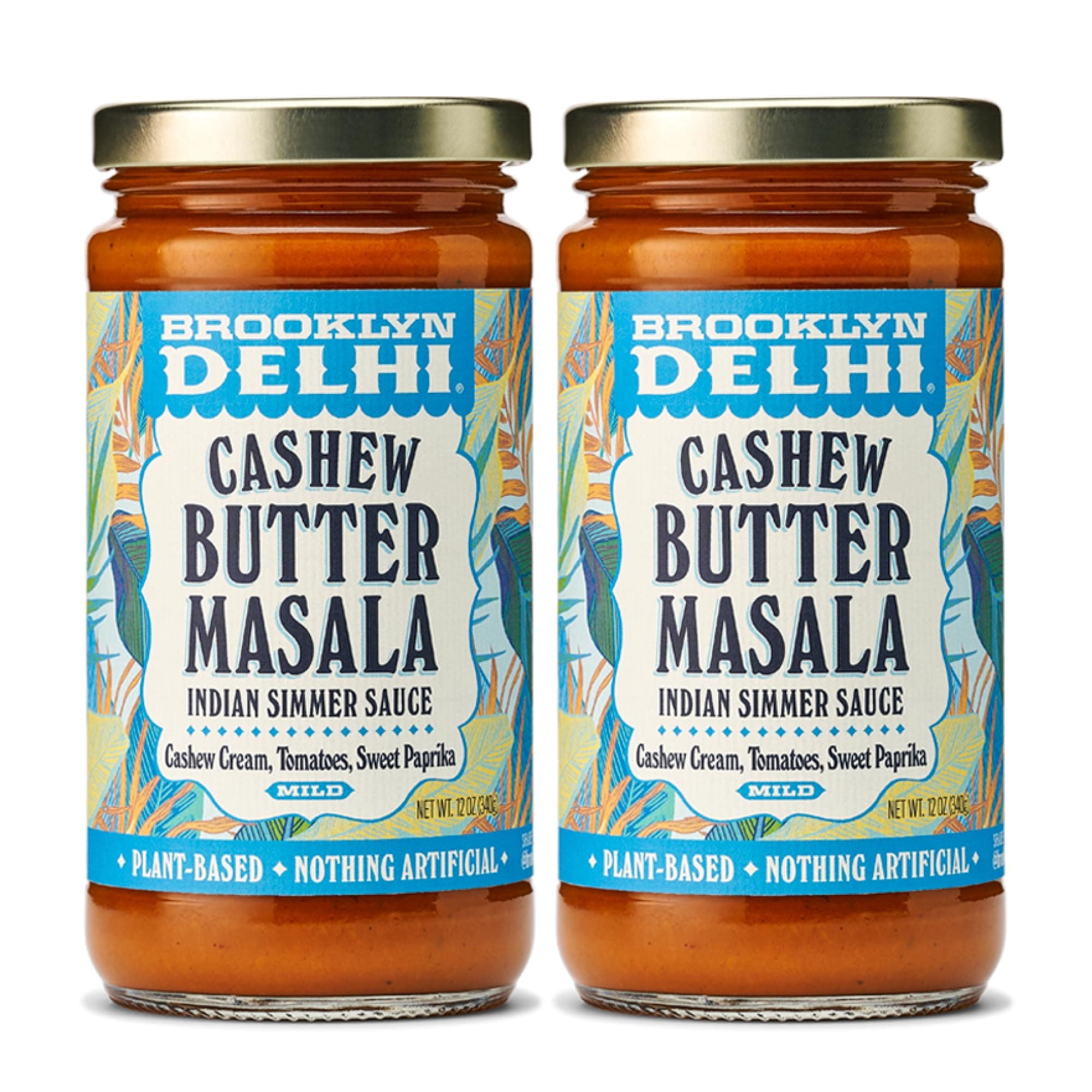 Vegan Butter Chicken - Indian Simmer Sauce with Cashew Cream Tomatoes, Sweet Paprika - Mild Enough for a Kid, Flavorful for a Foodie - Vegan, Nothing Artificial - 12oz