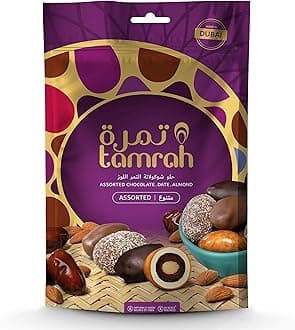 Assorted Chocolate Caramel, Milk, Dark, and Coconut | Premium Pure Chocolates with Crunchy Almonds Stuffed Inside Succulent Dates, Perfect for Birthdays and Special Occasions – 600g Zipper Bag