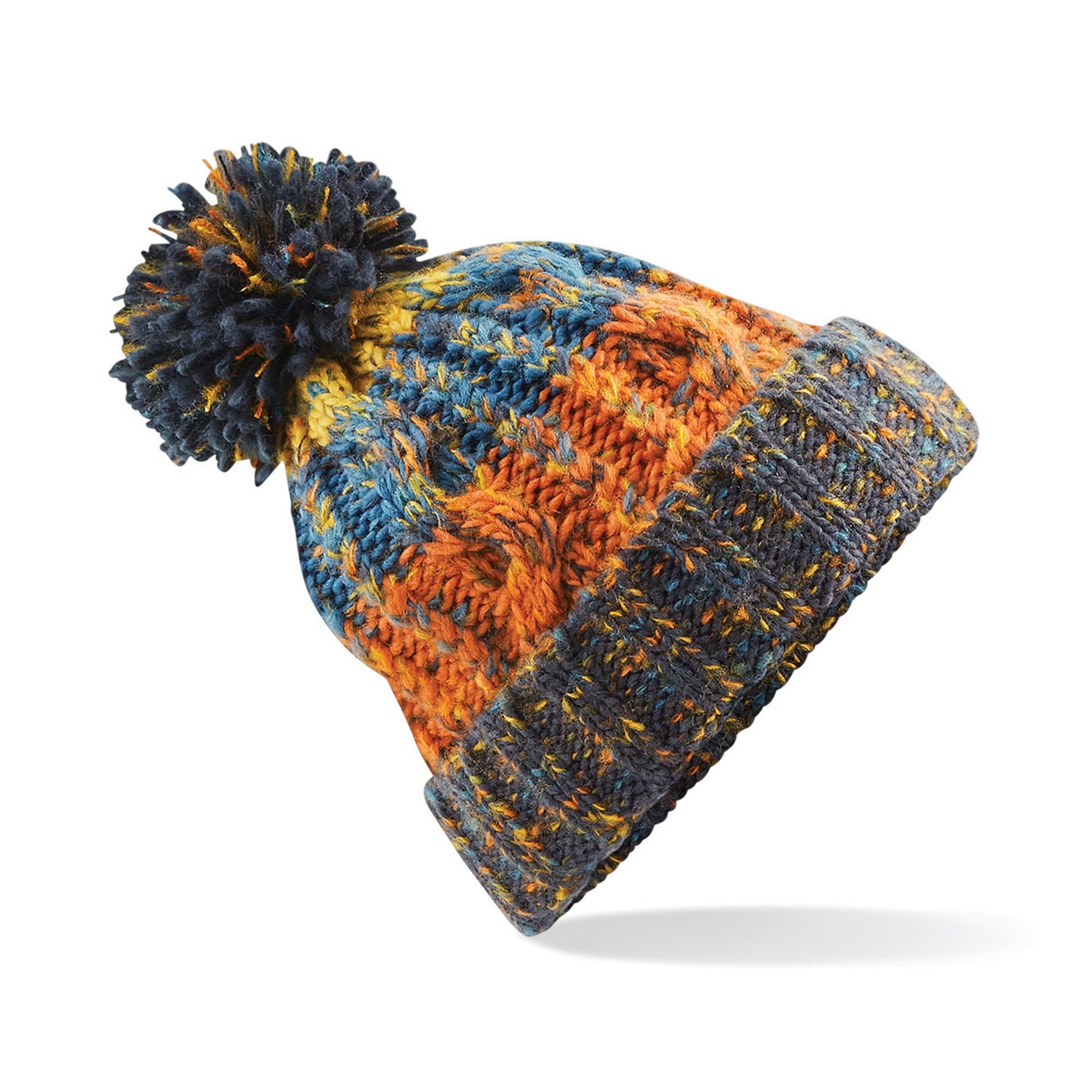 B486 Corkscrew Pom Pom Beanie