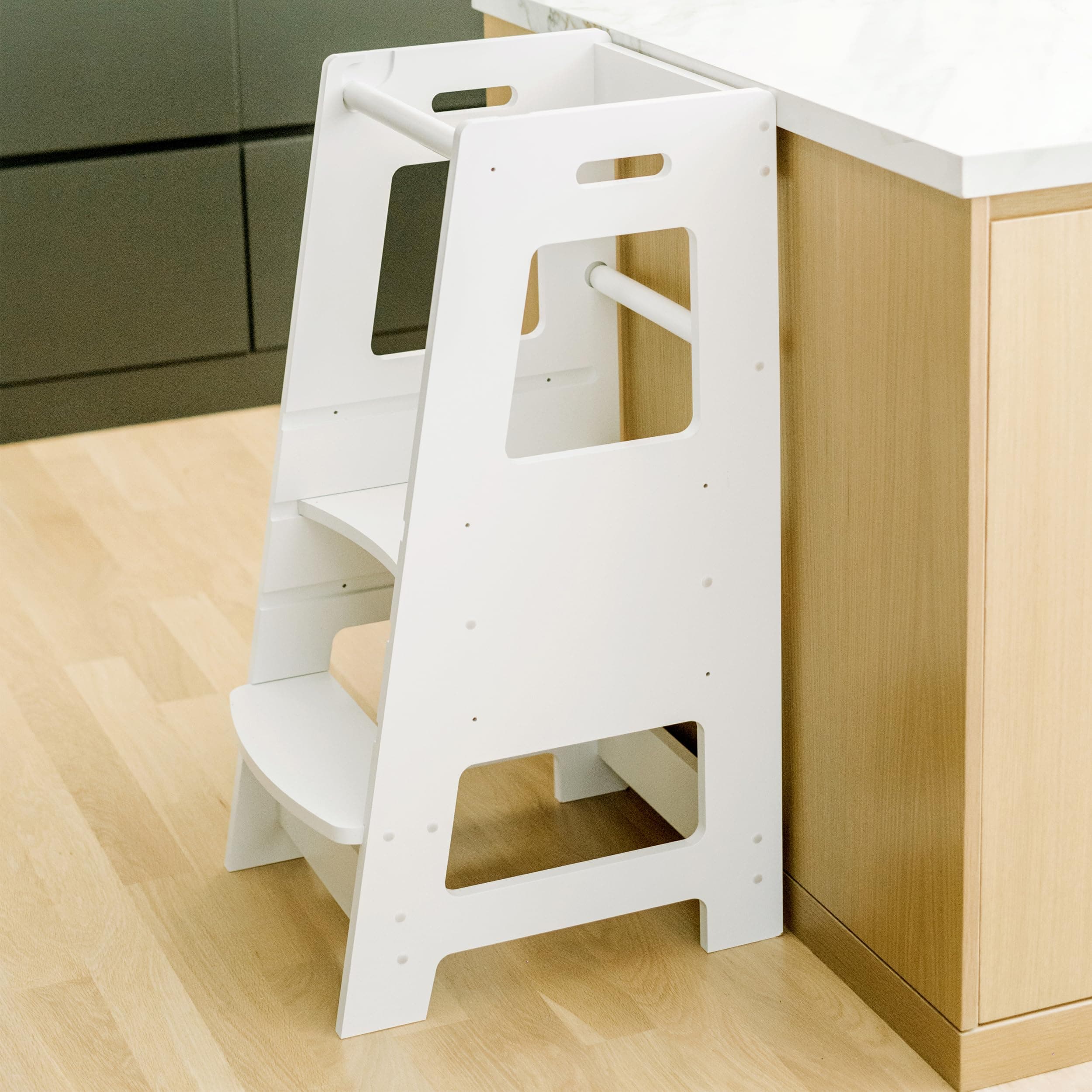Child Standing Tower Kids Kitchen Step Stool Toddler Wood Stepping Stool - Children's Montessori Stool - Adjustable Platform, White
