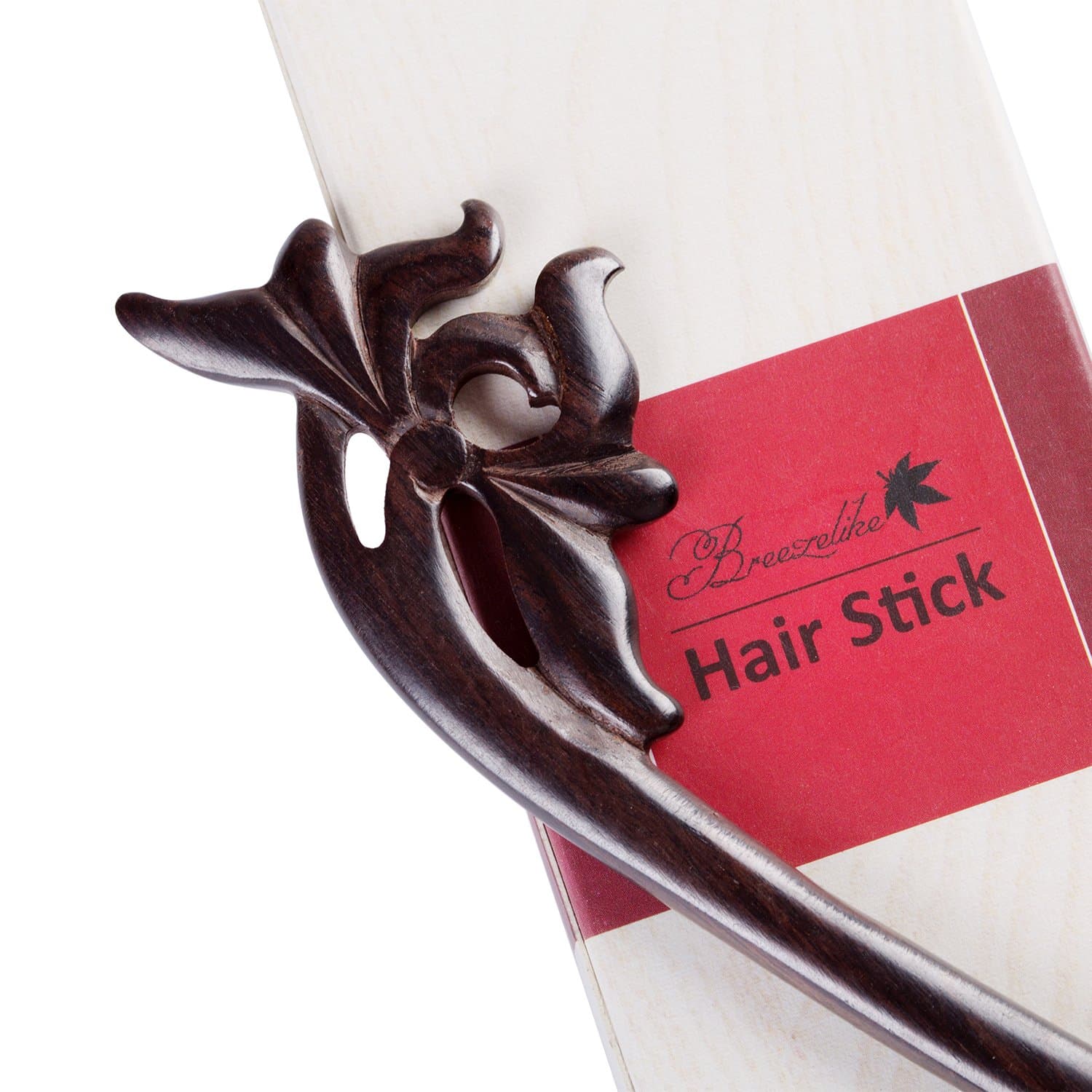 Breezelike Handmade Carved Ebony (Black Sandalwood) Hair Stick:Lotus