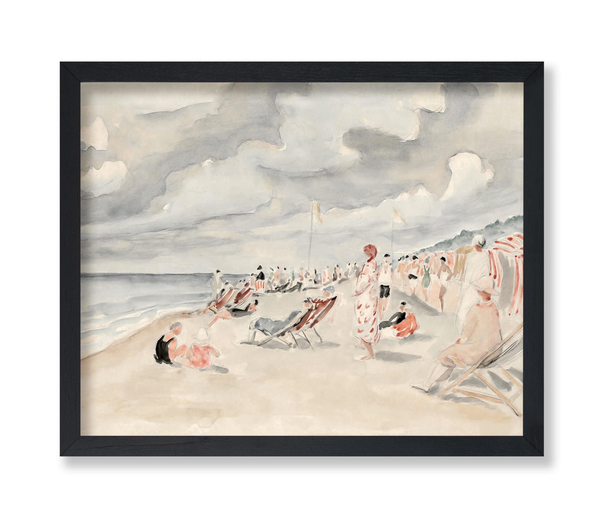 Poster Master Vintage Deauville Beach Painting Poster - Retro Ocean Print - Vacation Art - Beach Art - Gift for Men & Women - Coastal Decor for Bedroom, Ocean or Beach House - 11x14 UNFRAMED Wall Art