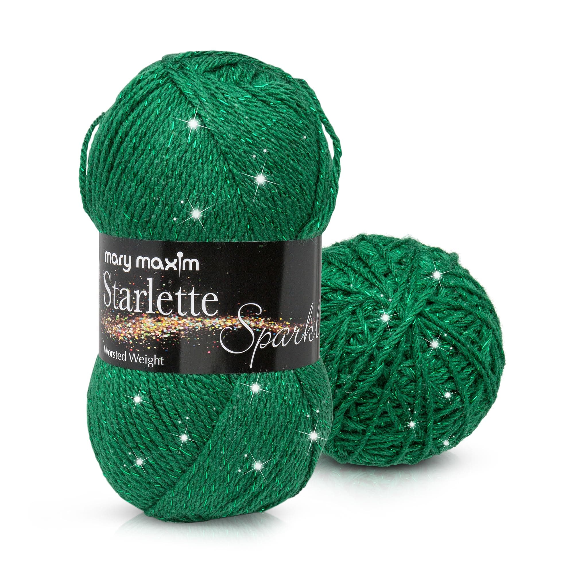 Starlette Sparkle Yarn, Medium Worsted Weight Green Yarn for Knitting and Crocheting, Acrylic Polyester Blend for Blankets, Clothing, and Decor, 196 Yards - Emerald Green