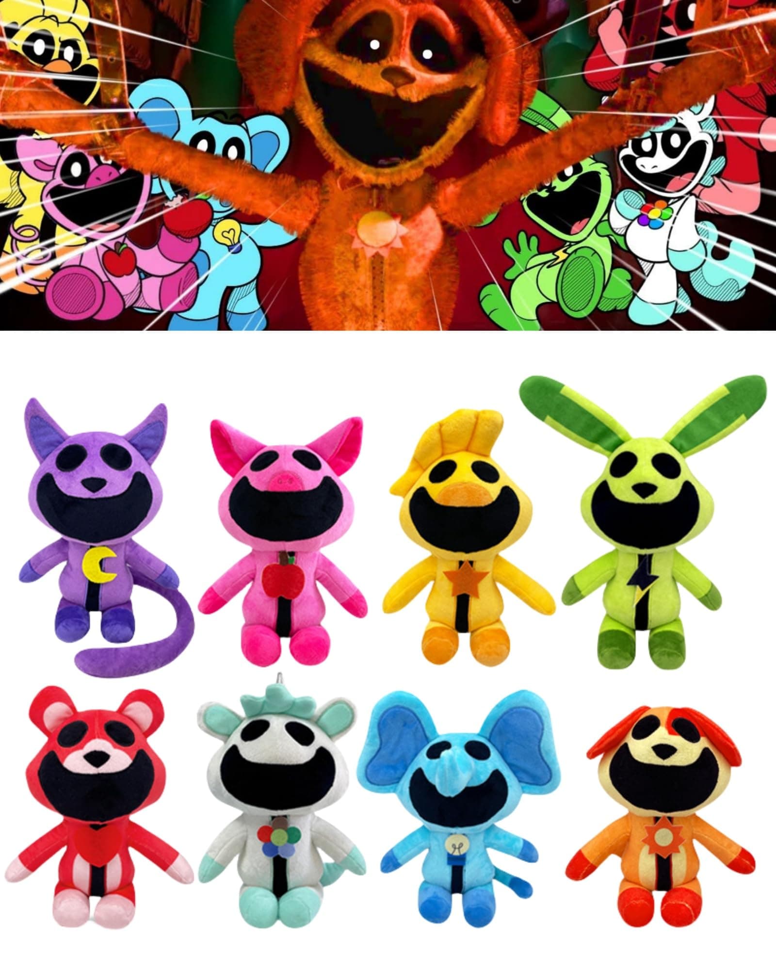 12-25Inch Smiling Critters Plush Toys,CatNap,kickinchicken,Smiling Critters,PP Chapter 3 Deep Sleep Game Fans Favors Preferred Gifts for Kids Toddler Birthday Party