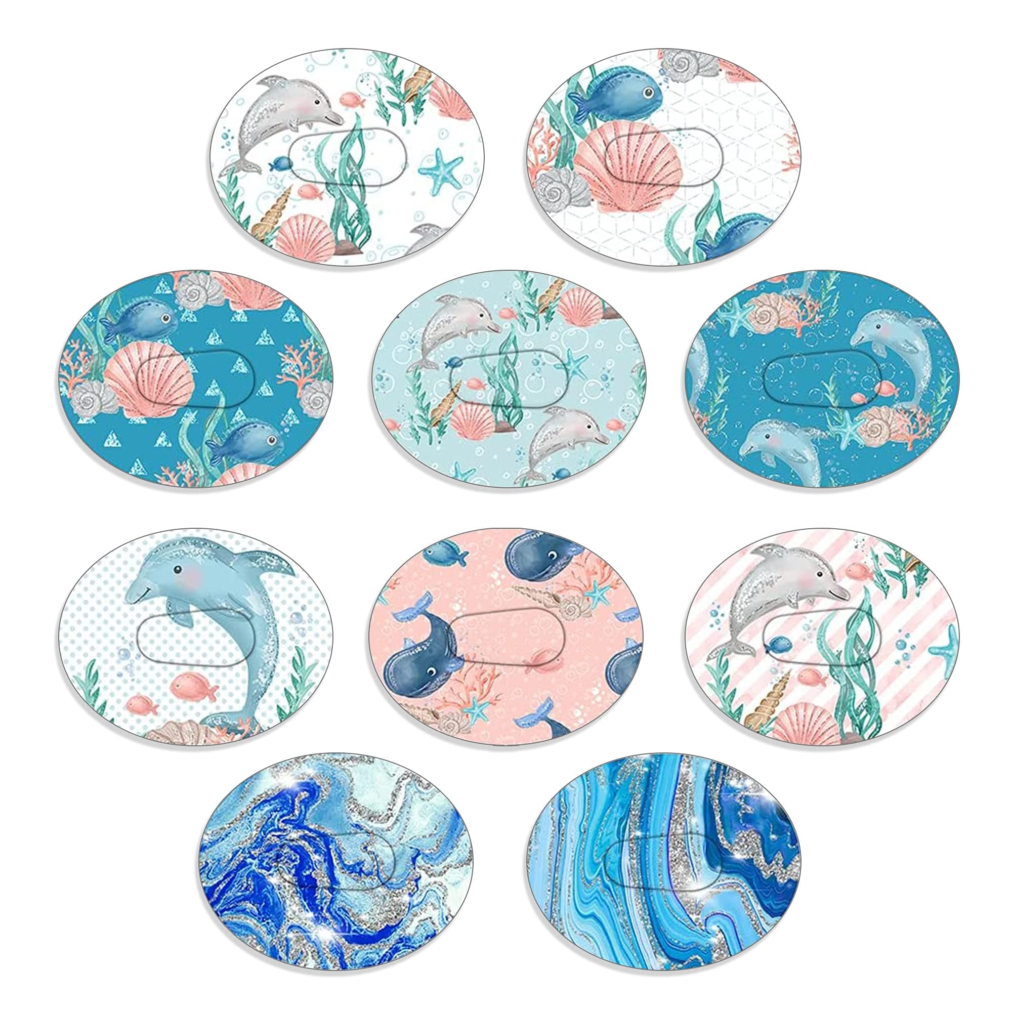 RockaDex Dexcom Adhesive Mix Design Adhesive Patches with Split Backing, Easy to Apply x 10 Pack Ocean Mix