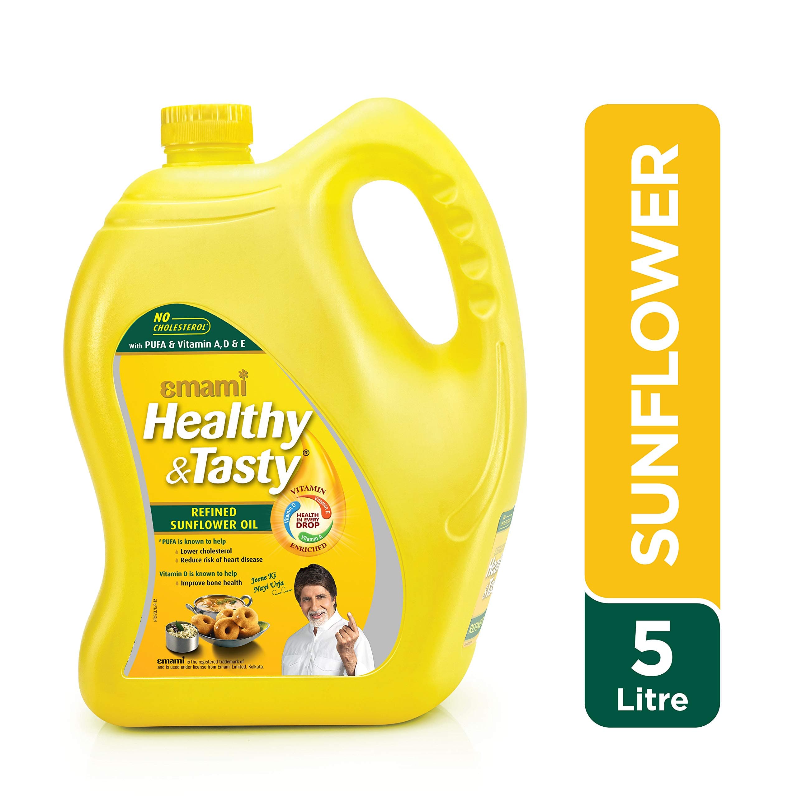 Emami Healthy and Tasty Refined Sunflower Oil, 5L Jar