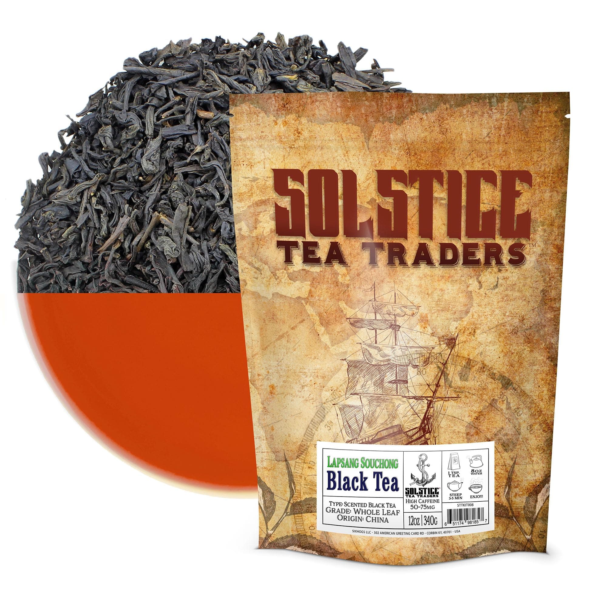 Solstice Lapsang Souchong Loose Leaf Tea (12 ounces), Traditional Chinese Pine-Smoked Black Tea Leaves Makes 130+ Cups of Tea